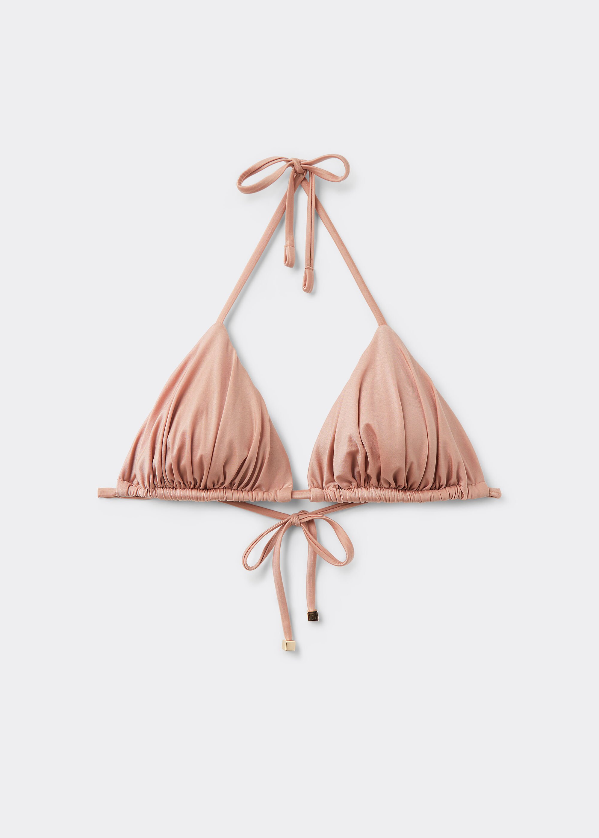 Çıkarılabilir Dolgulu Üçgen Bikini Üstü Shiny Satin