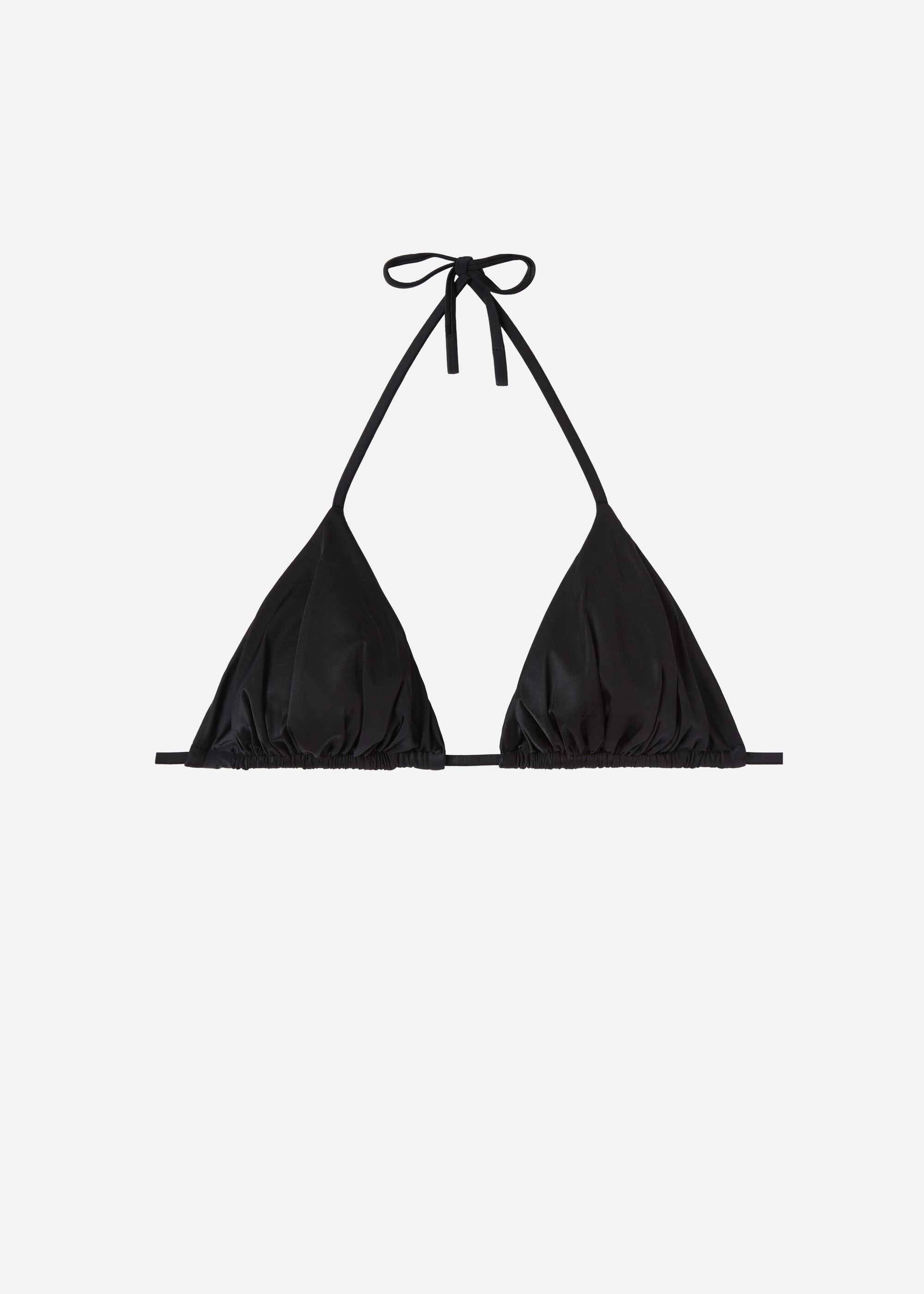 Removable Padding Triangle Swimsuit Top Shiny Satin
