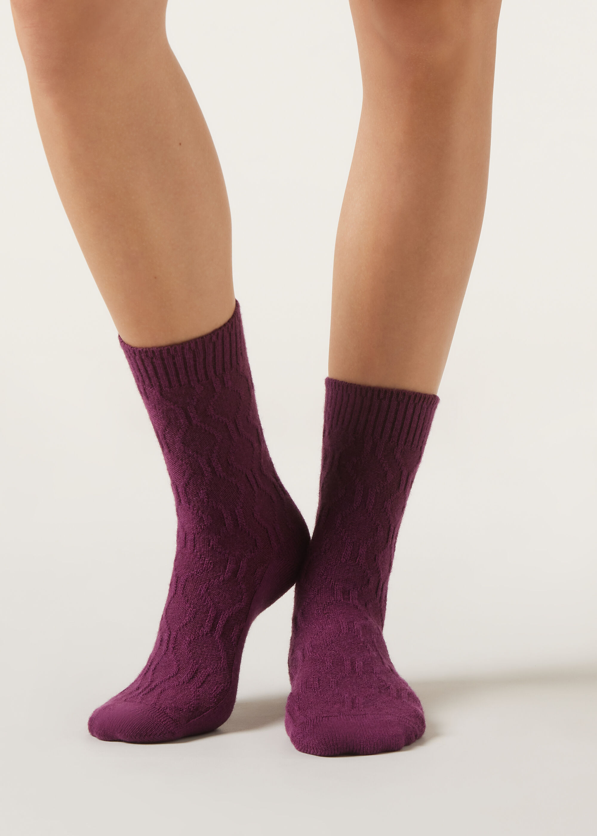 Cable Pattern Socks with Cashmere