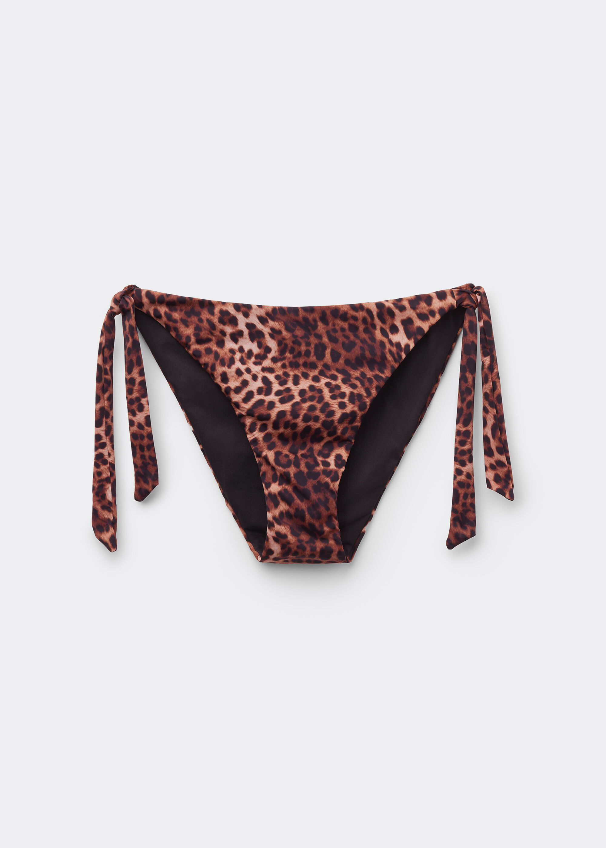 Tie Side Bikini Bottoms Brown Animalier