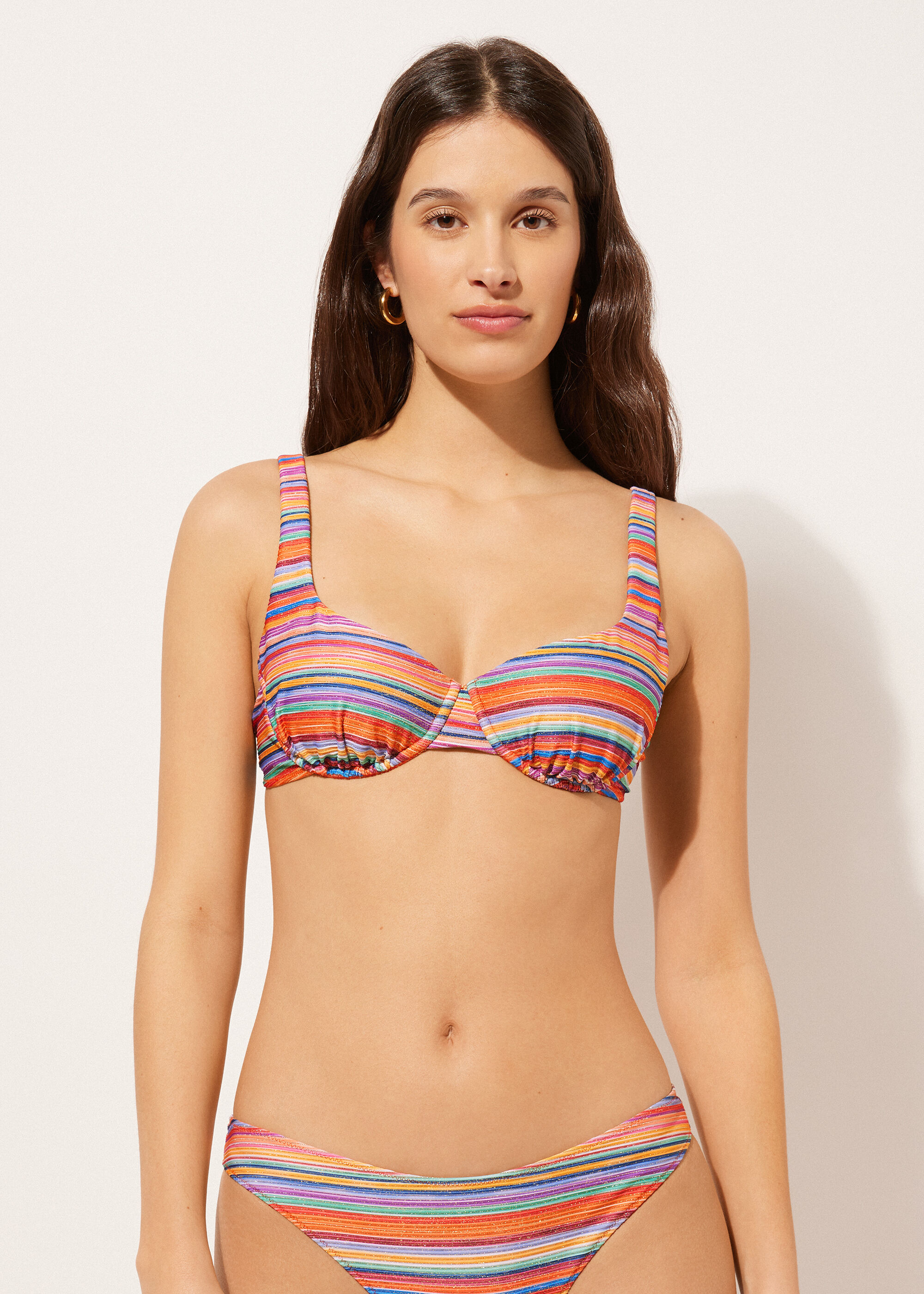 Balconette-Bikinioberteil Colorful Stripes