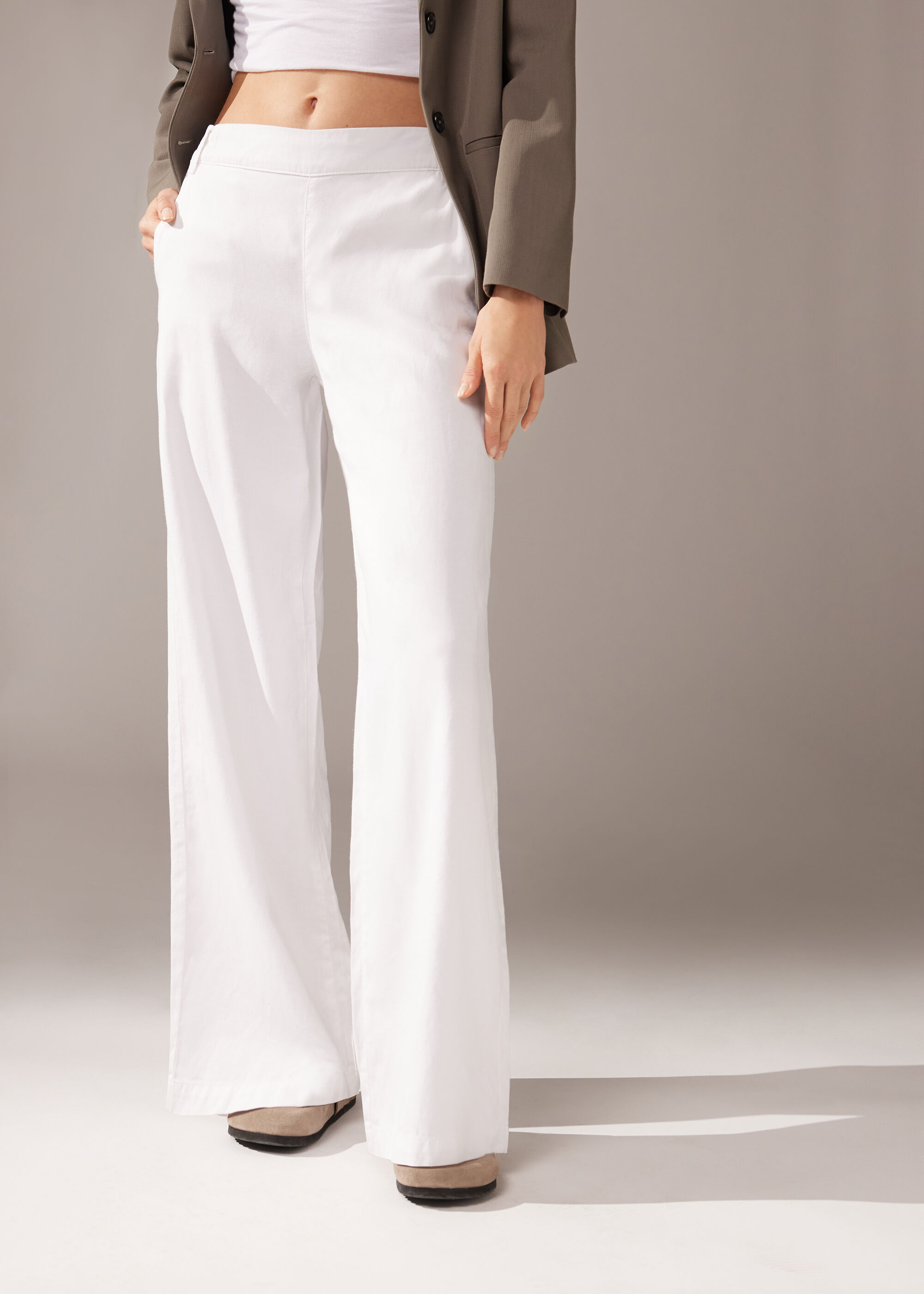 Linen Palazzo Leggings with Pockets