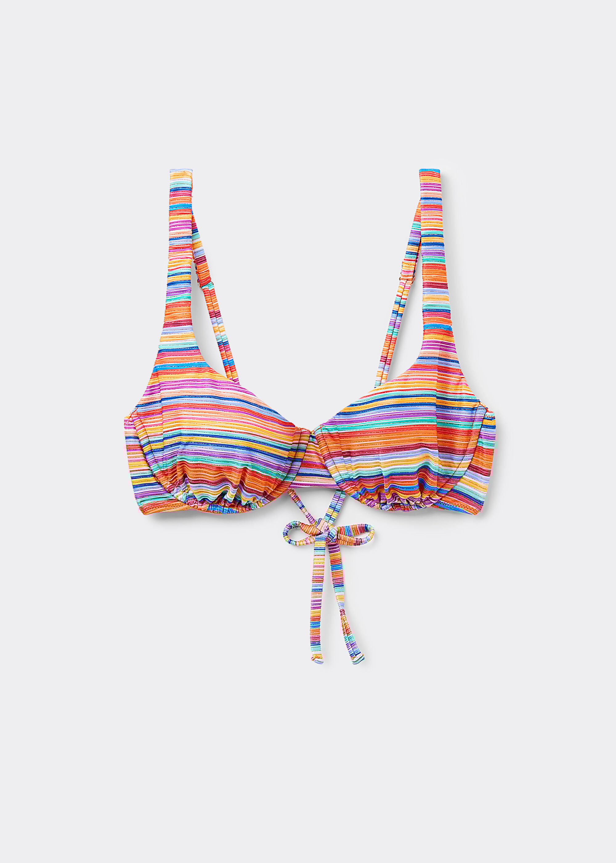 Balconette-Bikinioberteil Colorful Stripes