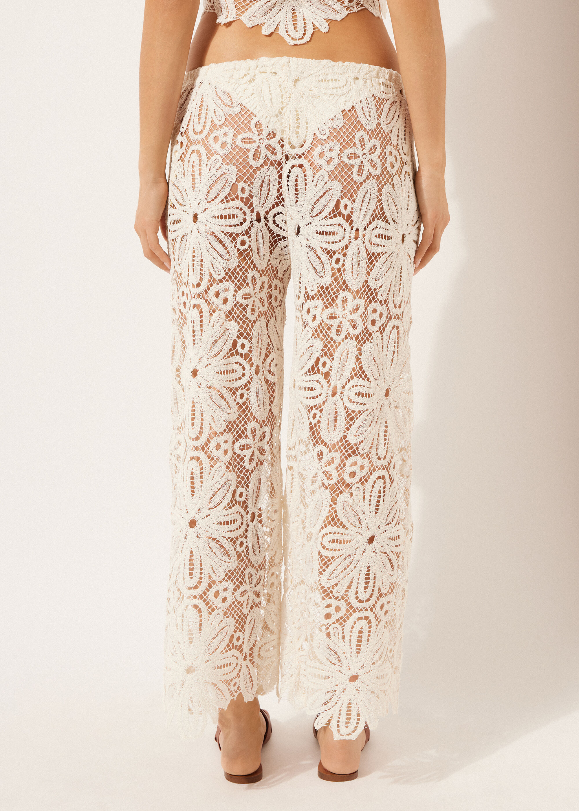 Pantalón Palazzo Ganchillo Floral