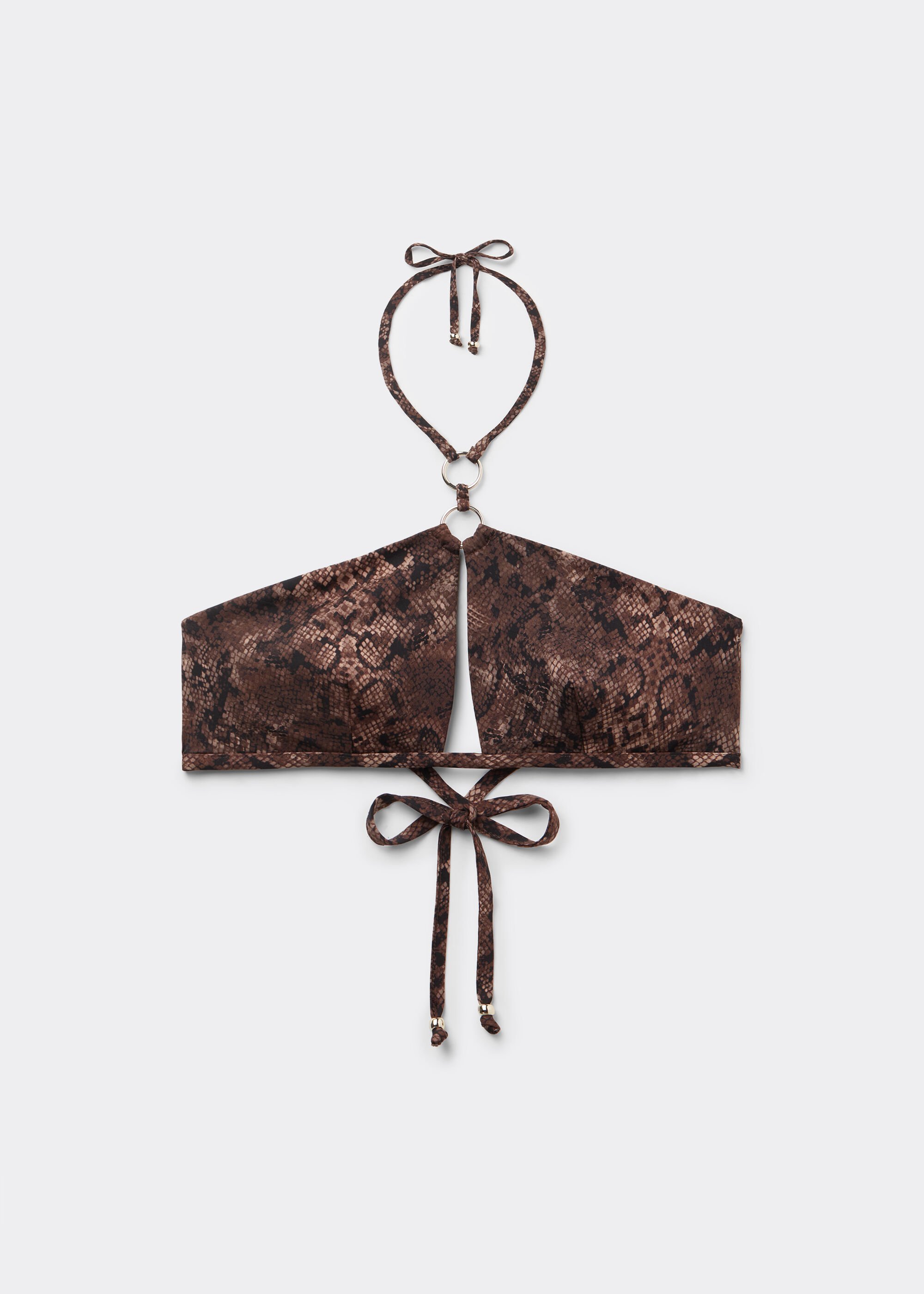 Bikini crop top Brown Snake