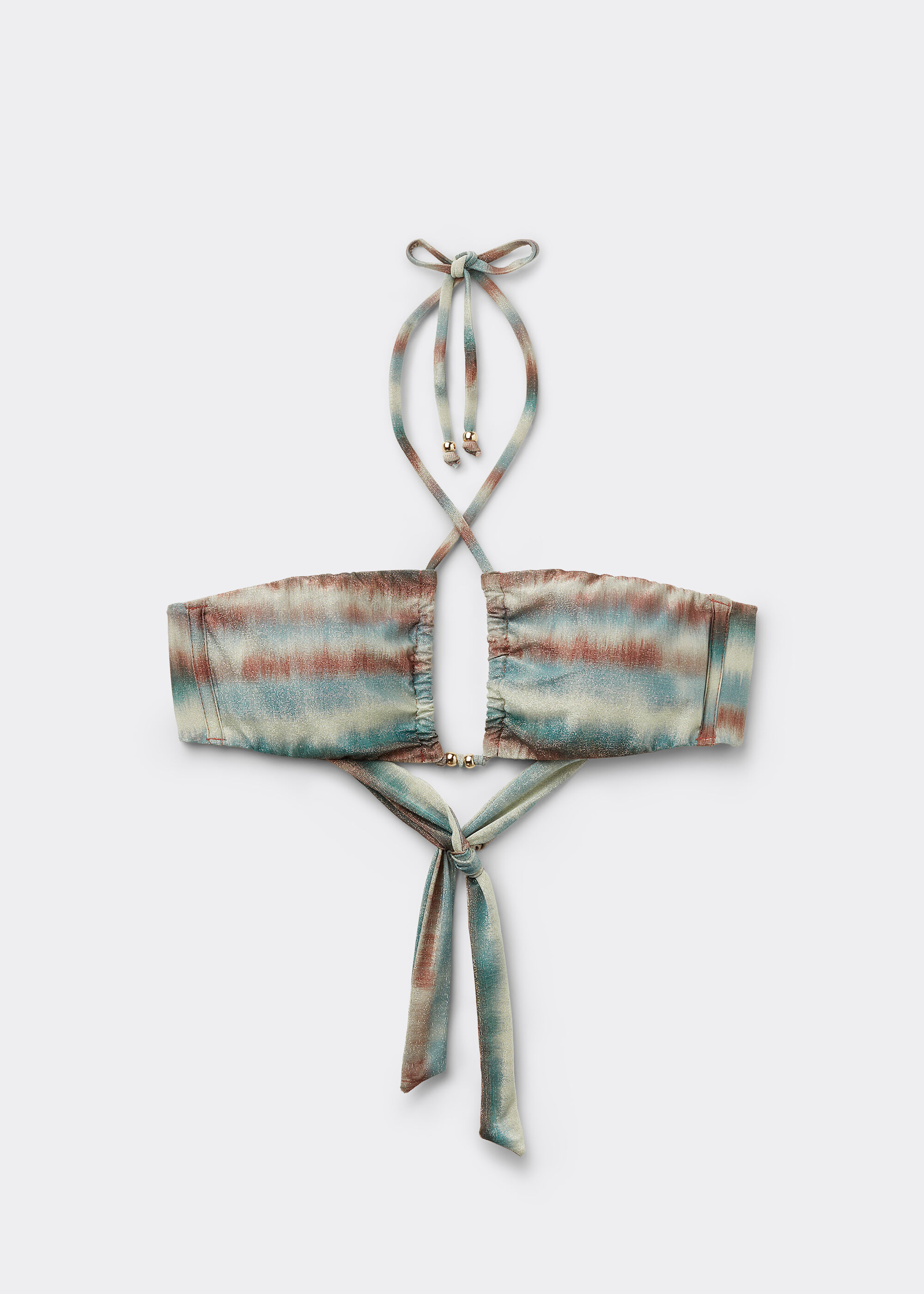 Bandeau Bikini Üstü Glittery Tie-Dye