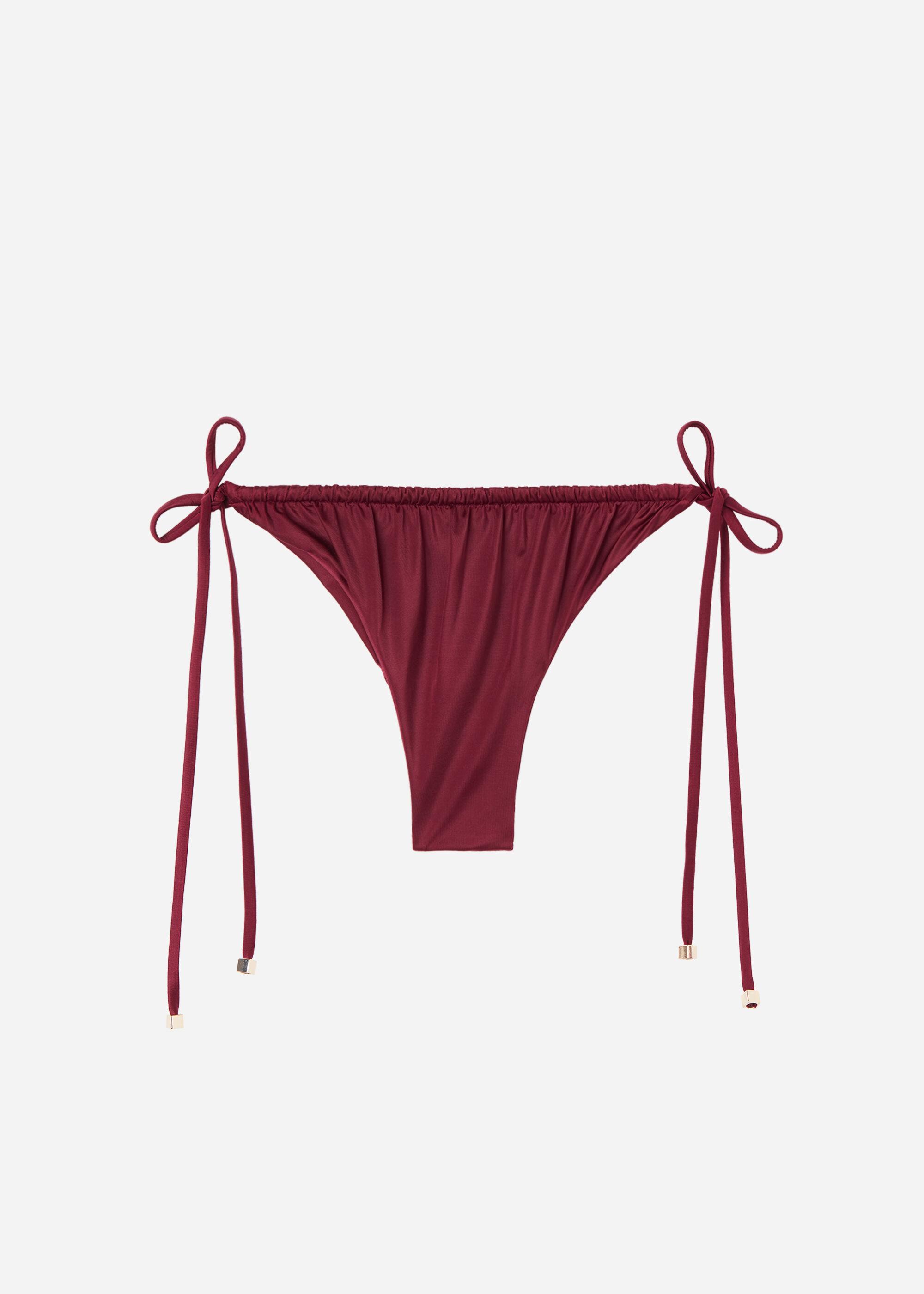 Brazilian String Swimsuit Bottom Shiny Satin