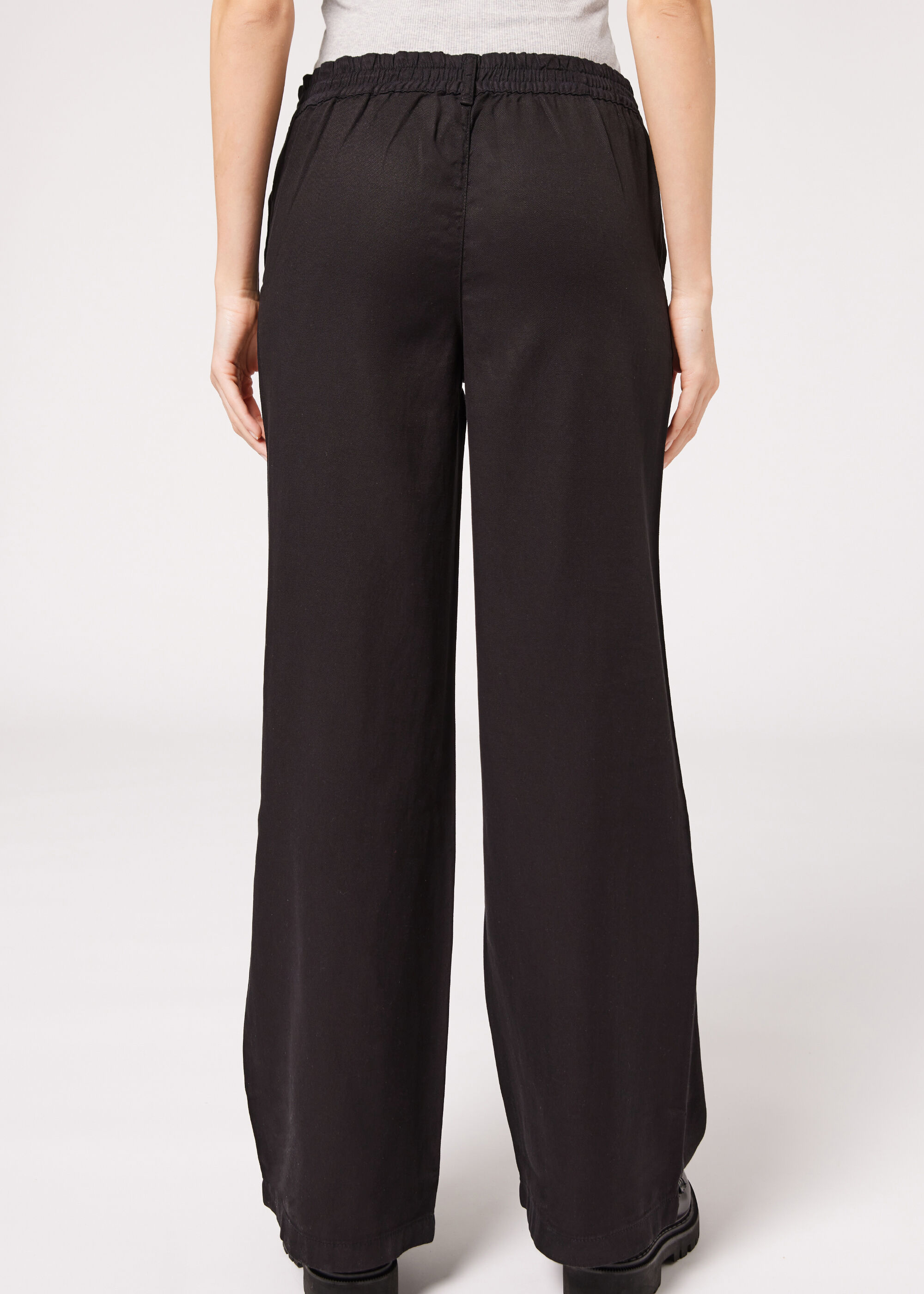 Linen Palazzo Leggings with Pockets