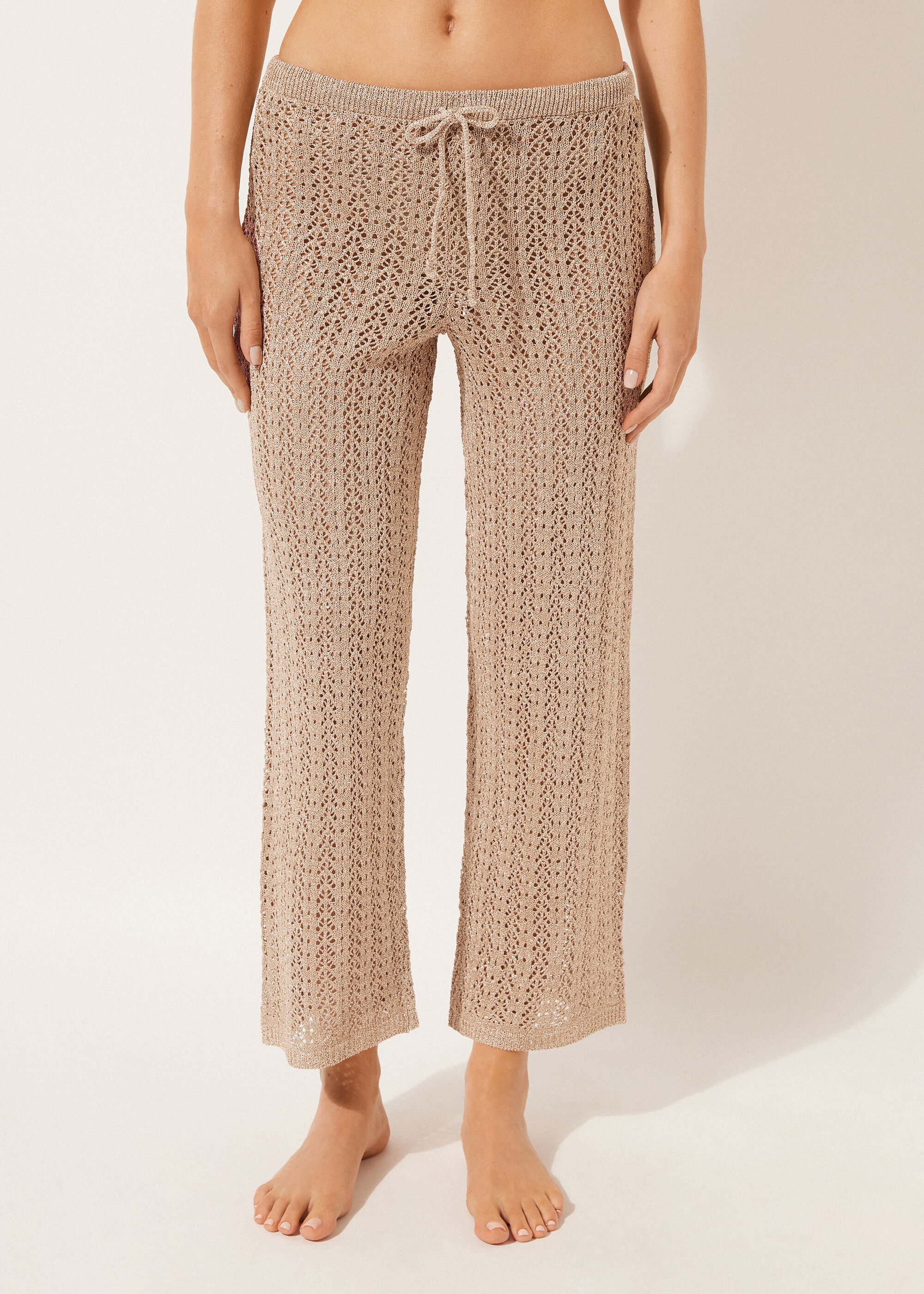 Pantaloni Lungi Crochet Lamé