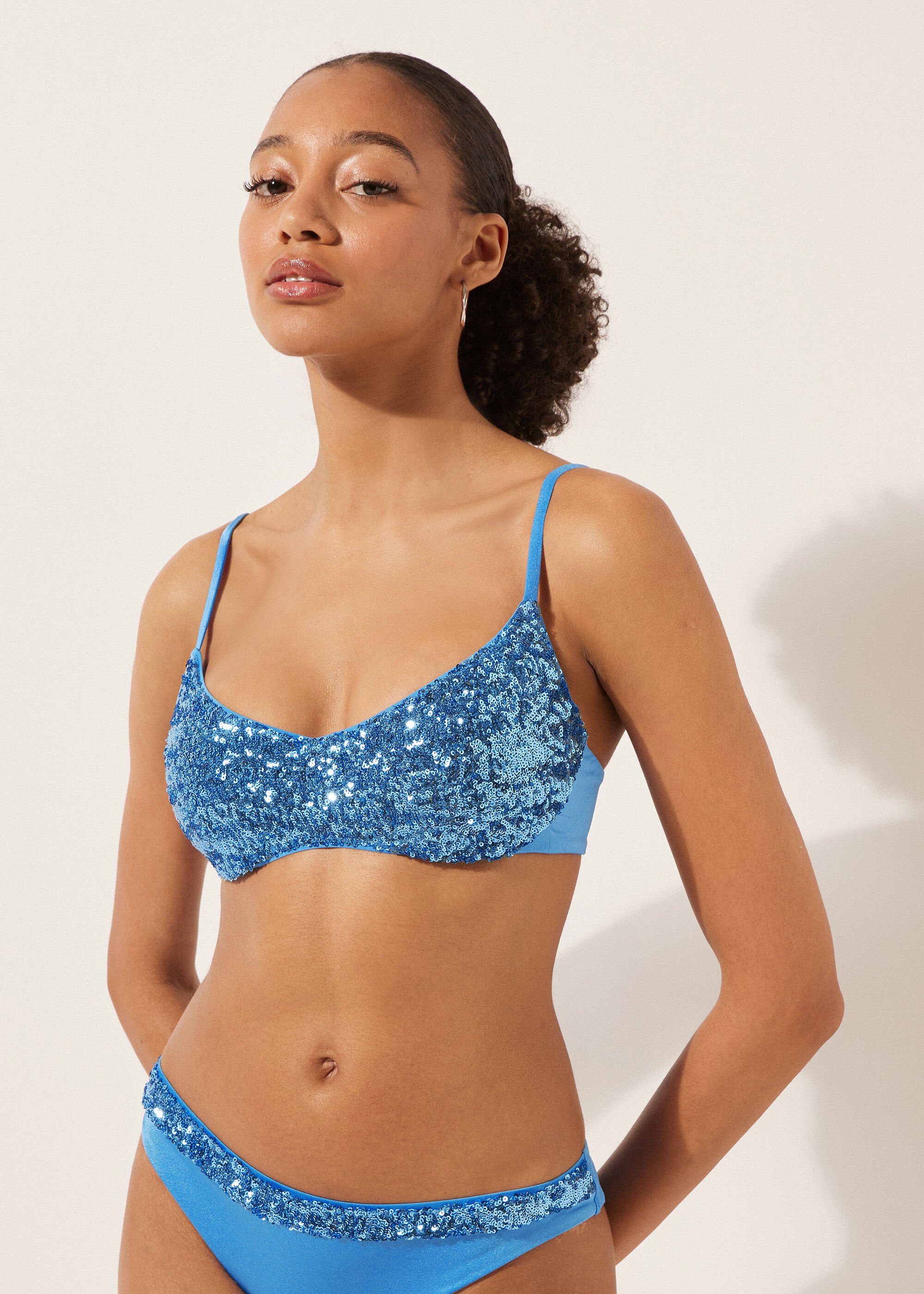 Brassiere Bikini Top with Removable Padding Glowing Surface
