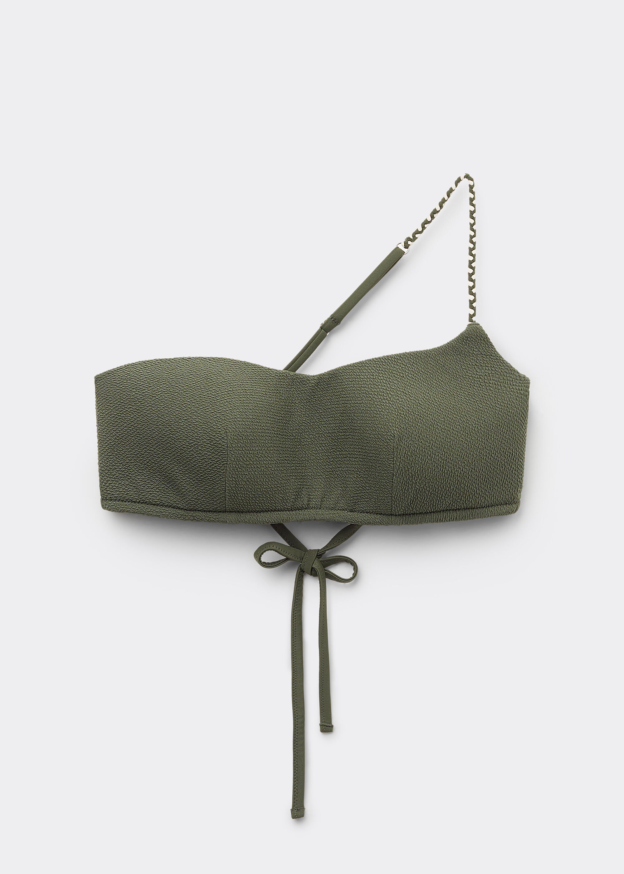 Kare Yaka Bikini Üstü Crinkle Twist