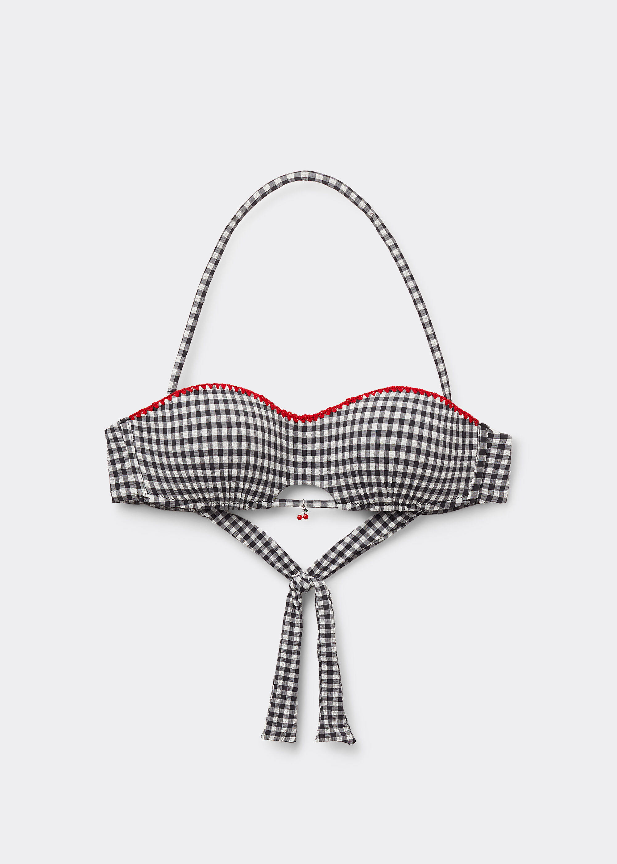 Podprsenka bandeau s výztuží k plavkám Cherry Vichy