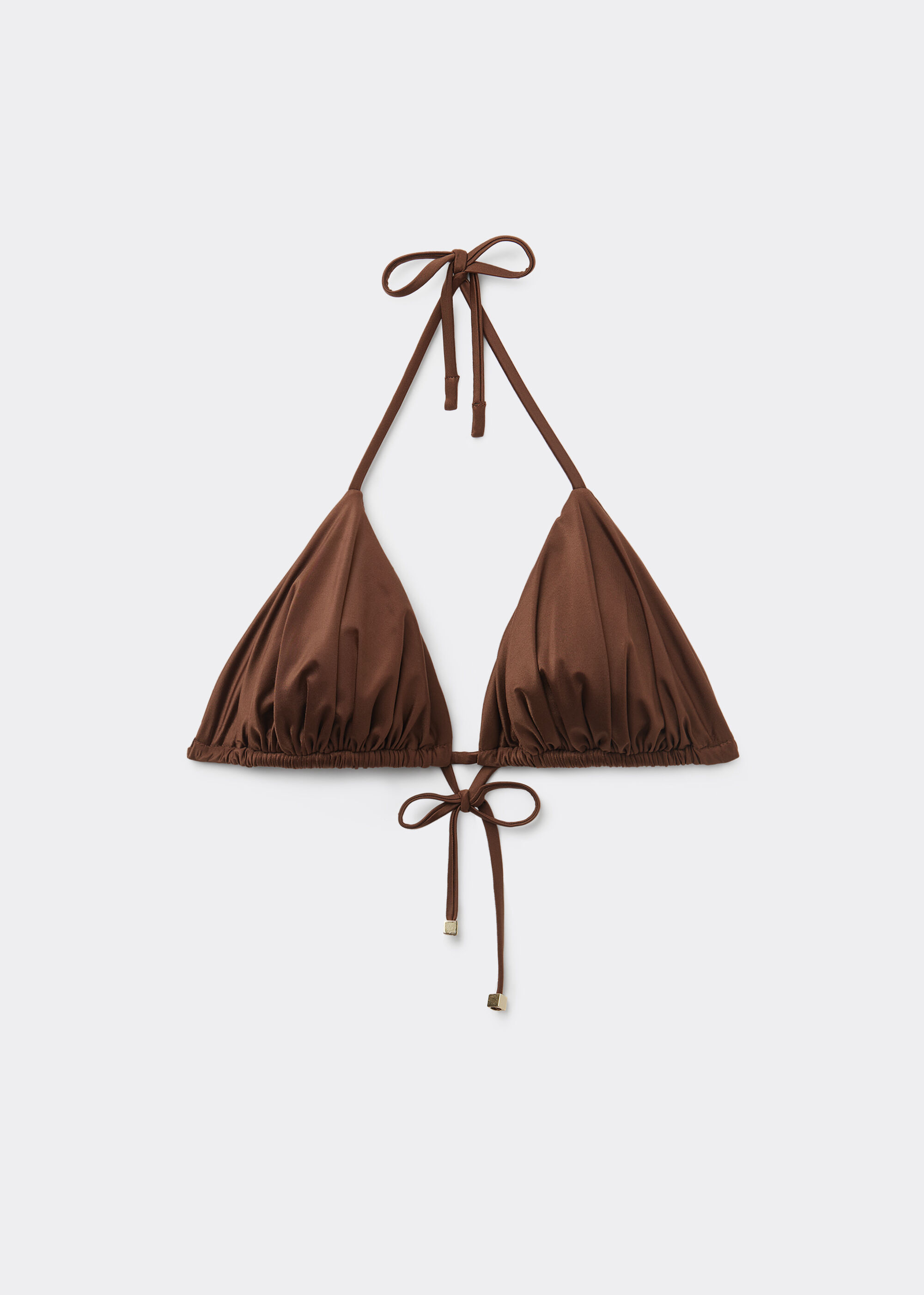 Çıkarılabilir Dolgulu Üçgen Bikini Üstü Shiny Satin