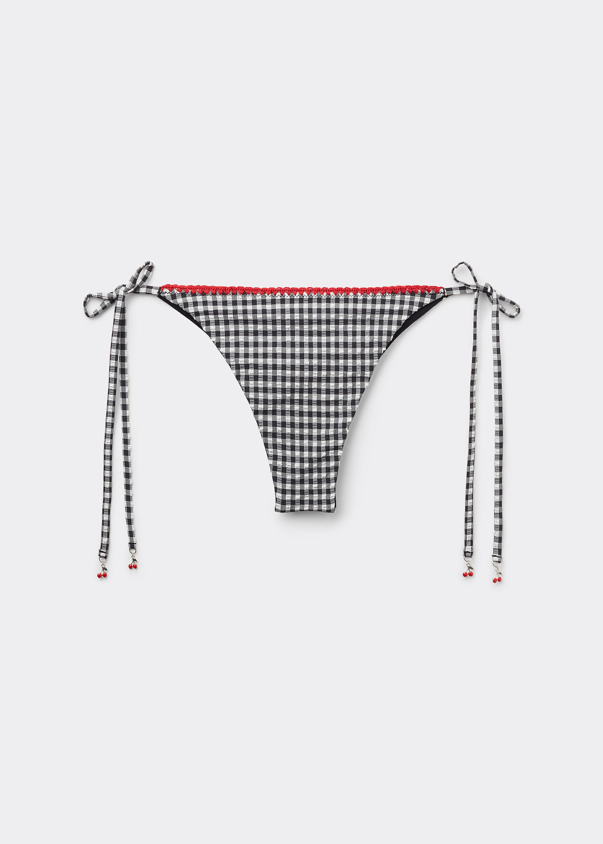 Tie Brazilian Bikini Bottoms Cherry Vichy
