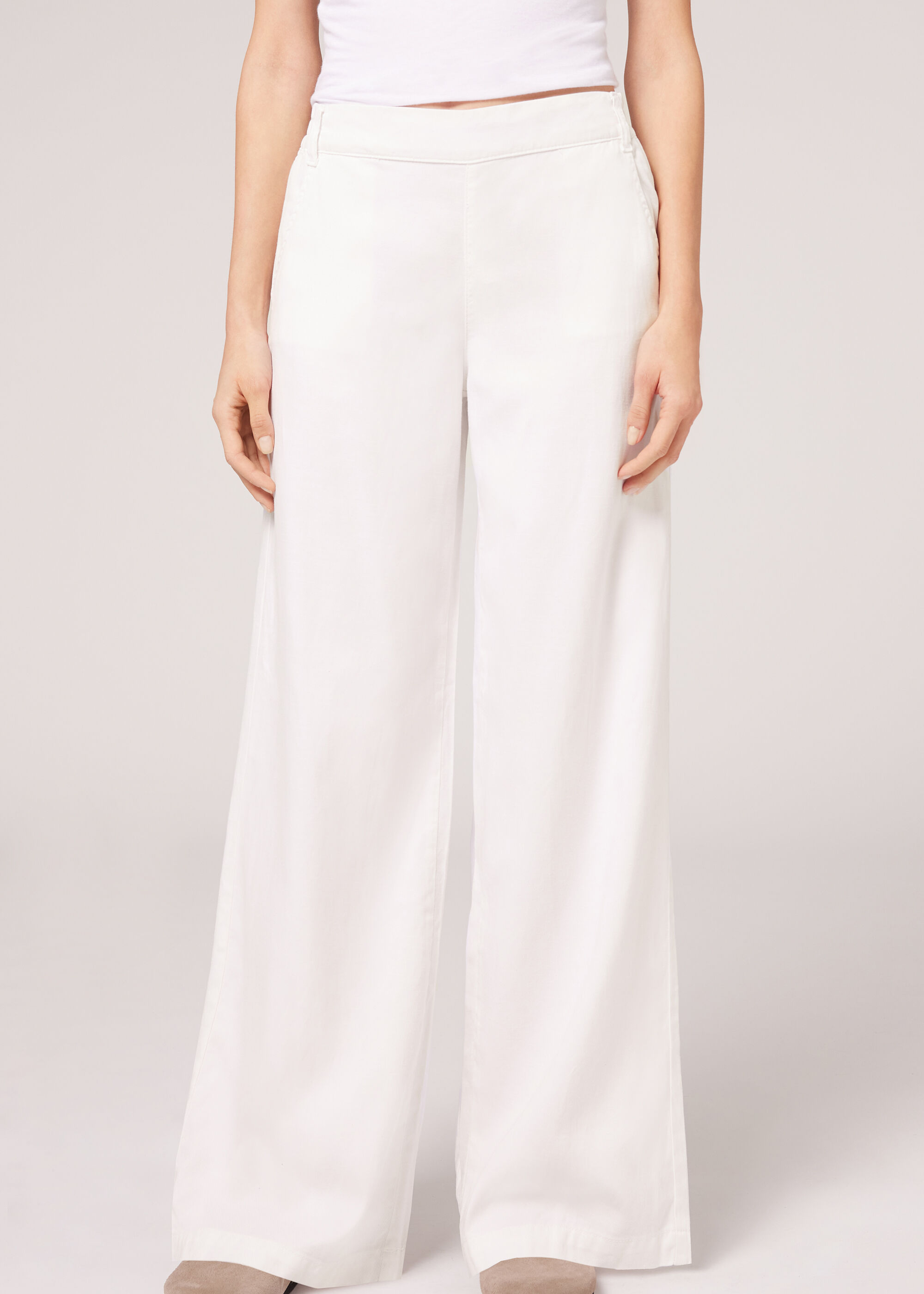 Linen Palazzo Leggings with Pockets