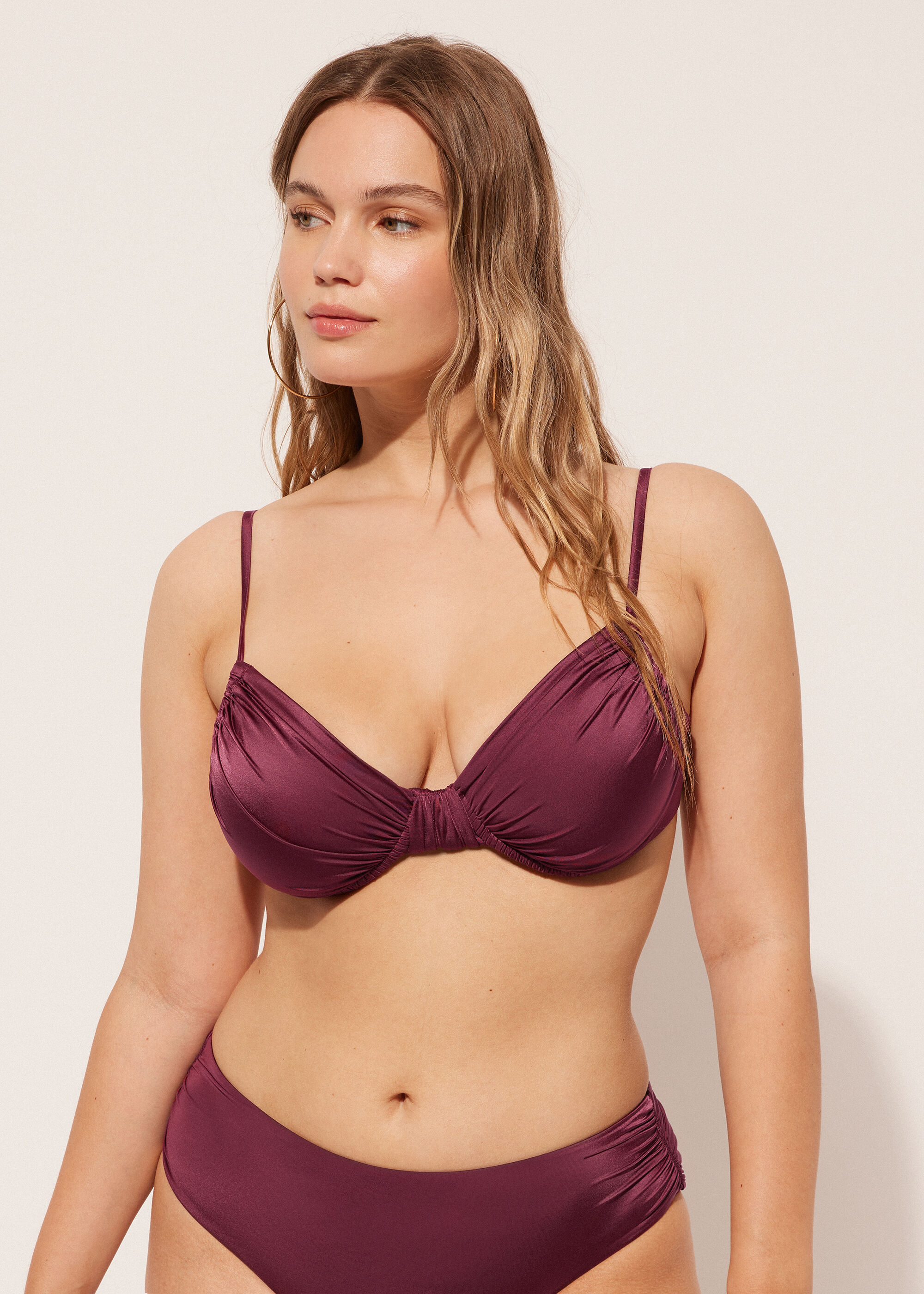 Balconette Swimsuit Top Shiny Satin