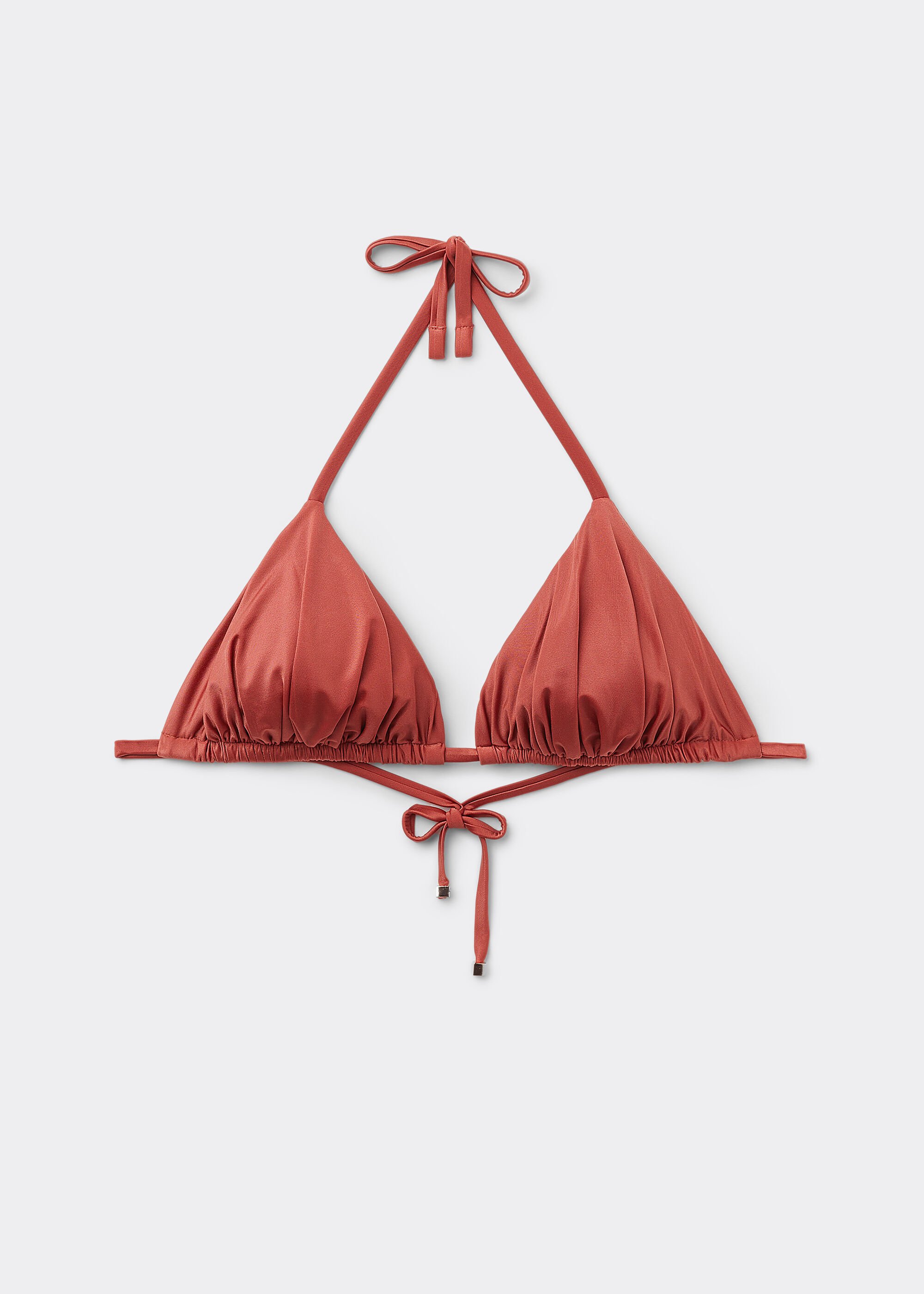 Removable Padding Triangle Bikini Top Shiny Satin