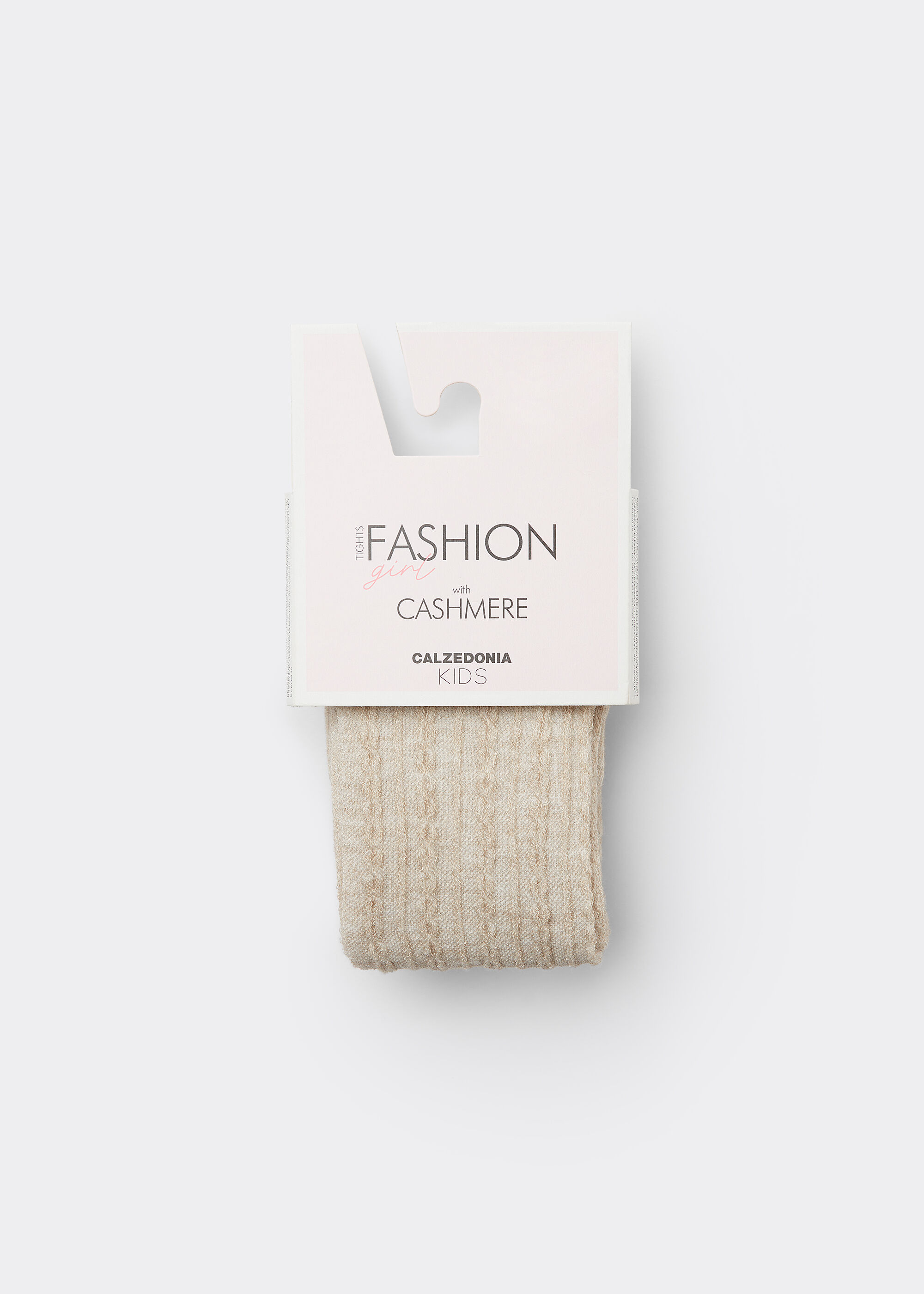 Girls' Cashmere Tights with Cable Pattern