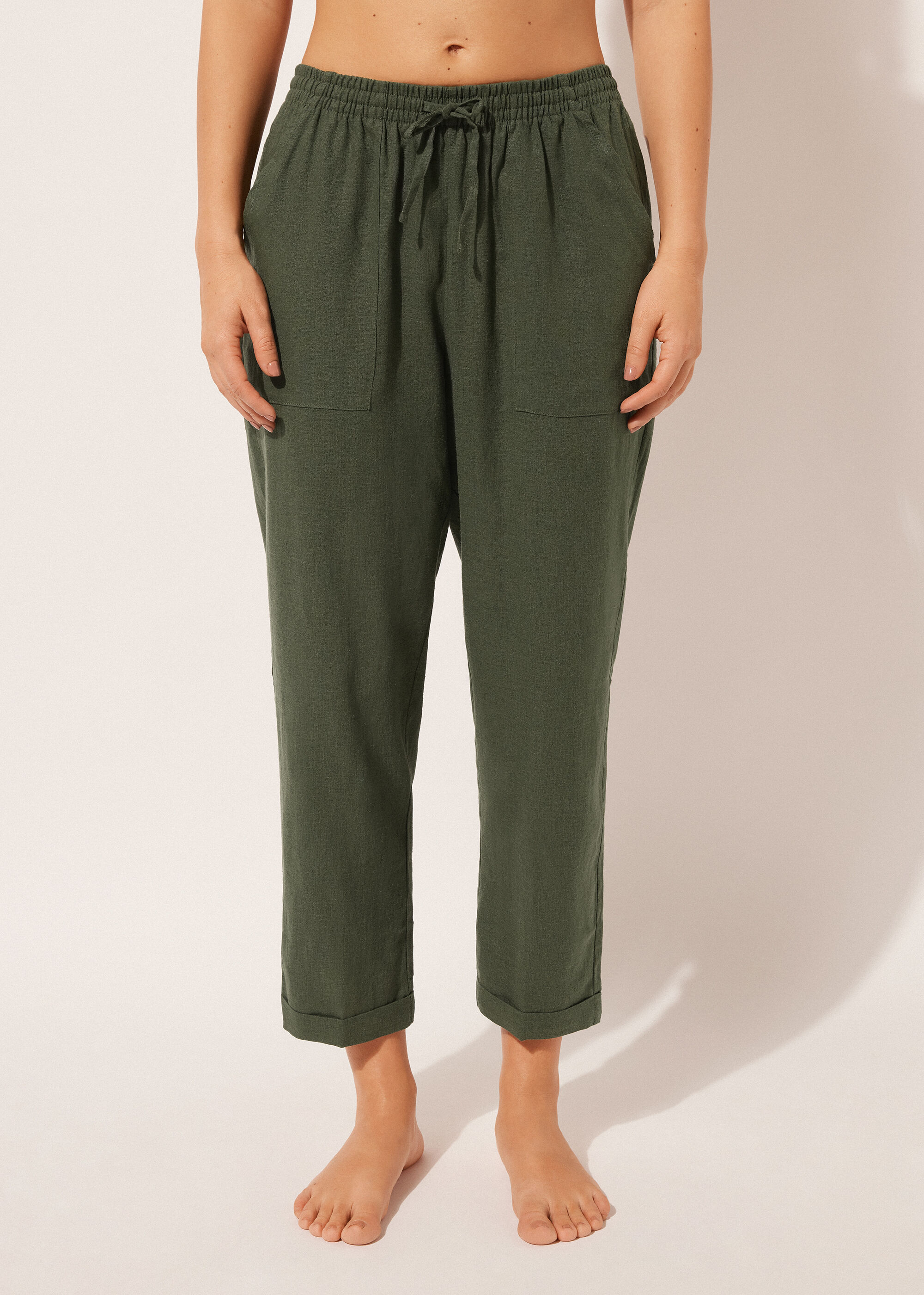Pantaloni Lunghi Lino e Viscosa