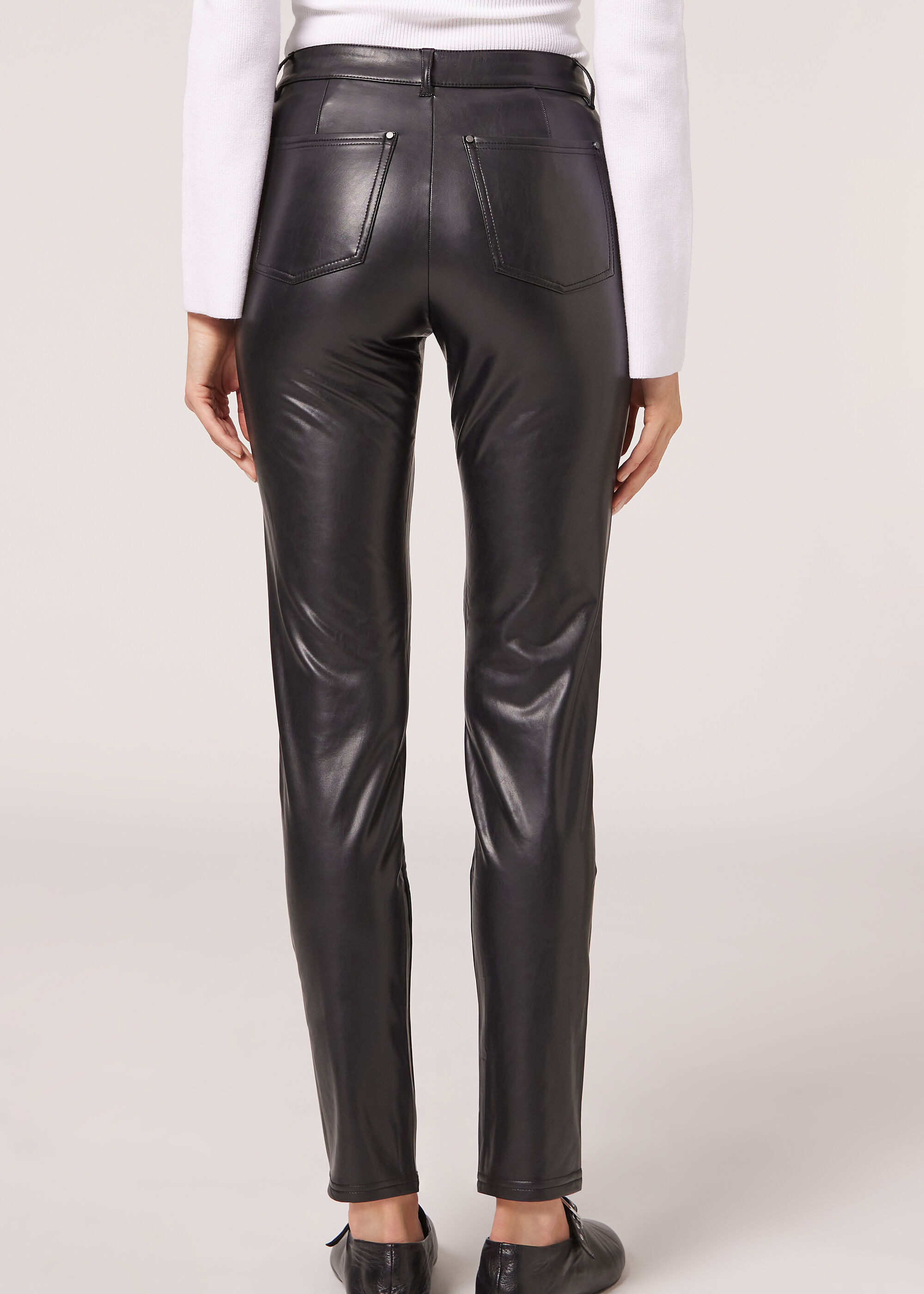 Thermische legging met leerlook