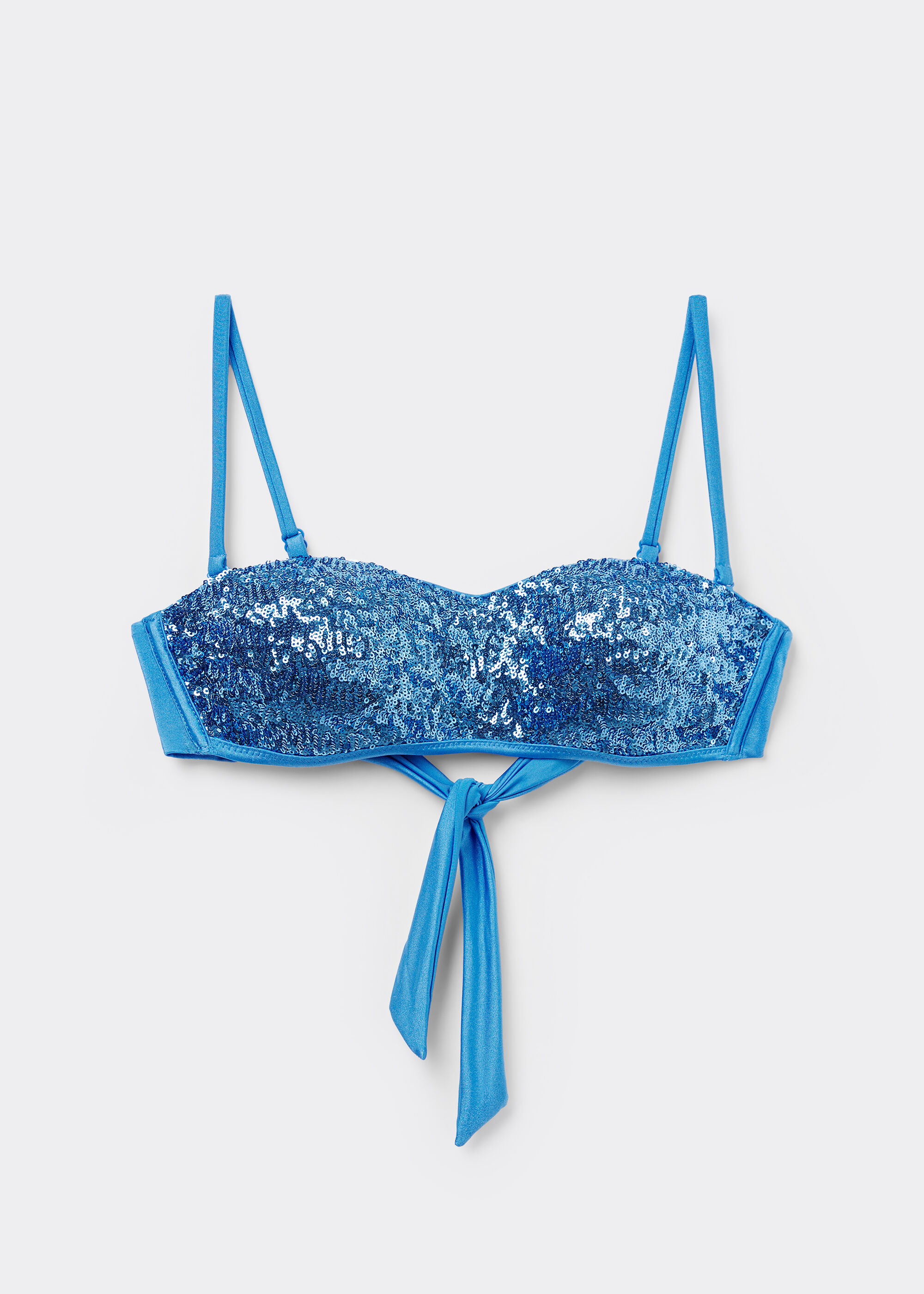 Dolgulu Bandeau Bikini Üstü Surface Royal