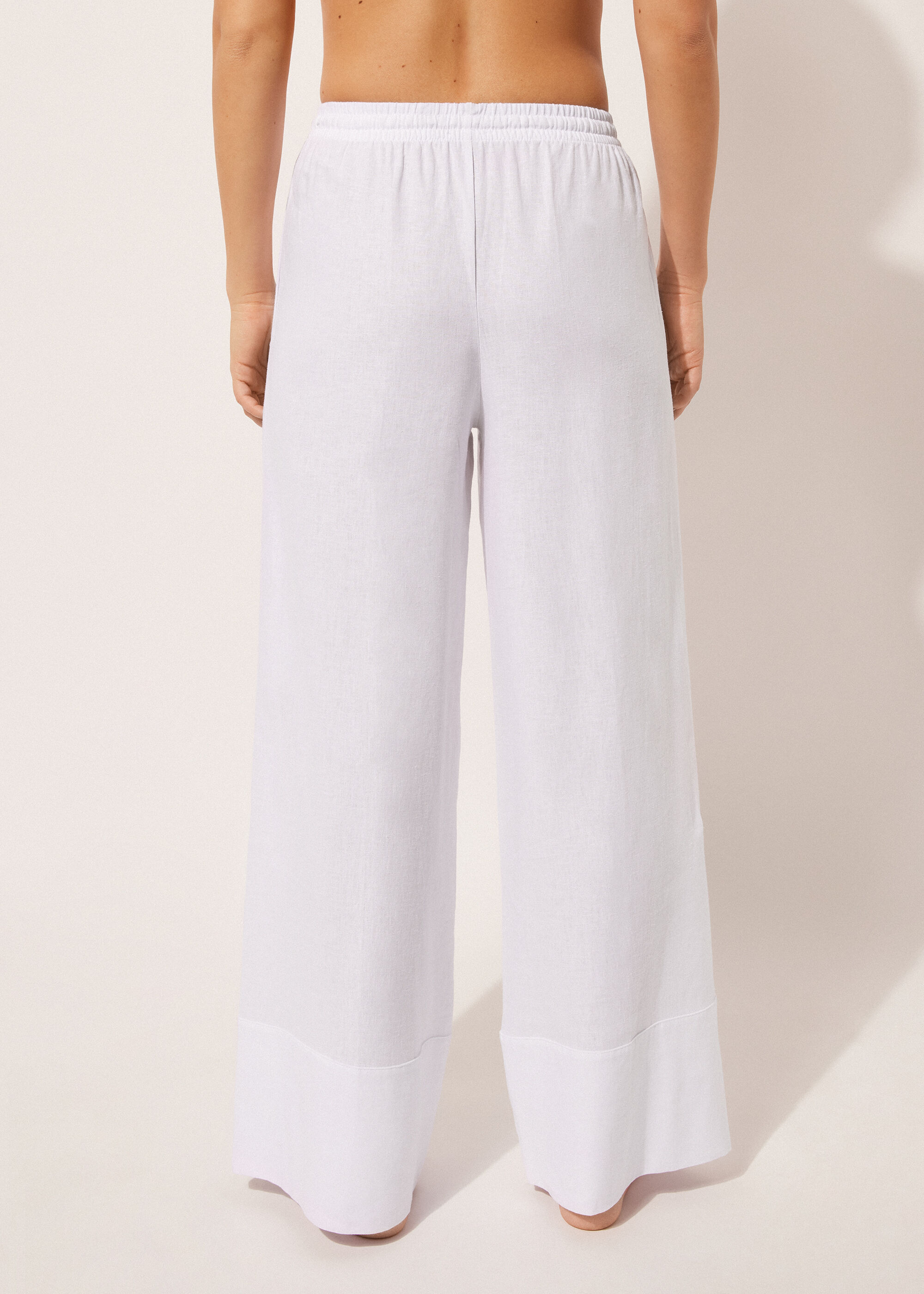 Broek met Wijde Pijpen van Linnen en Viscose