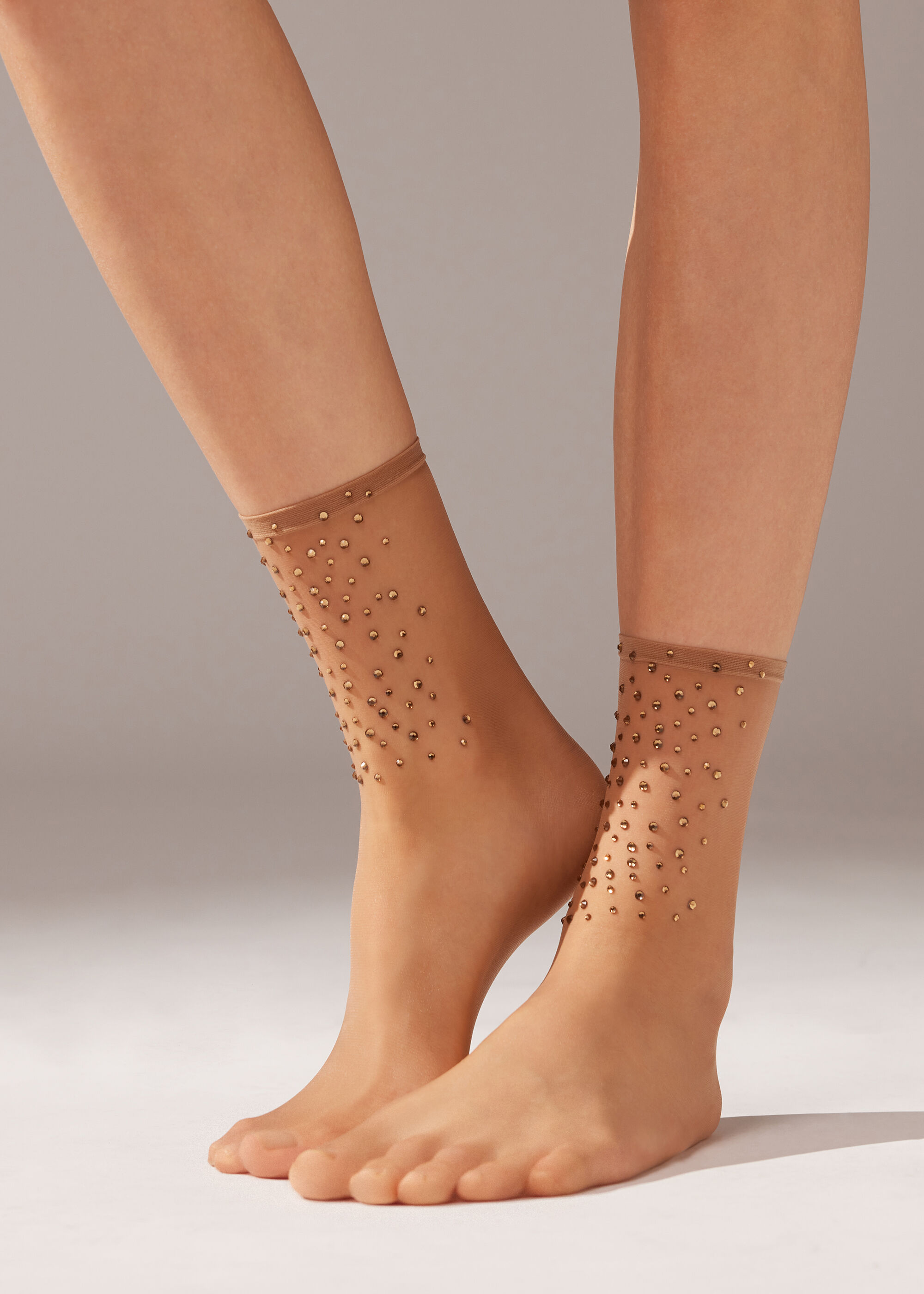 Sheer Short Socks with Diamanté