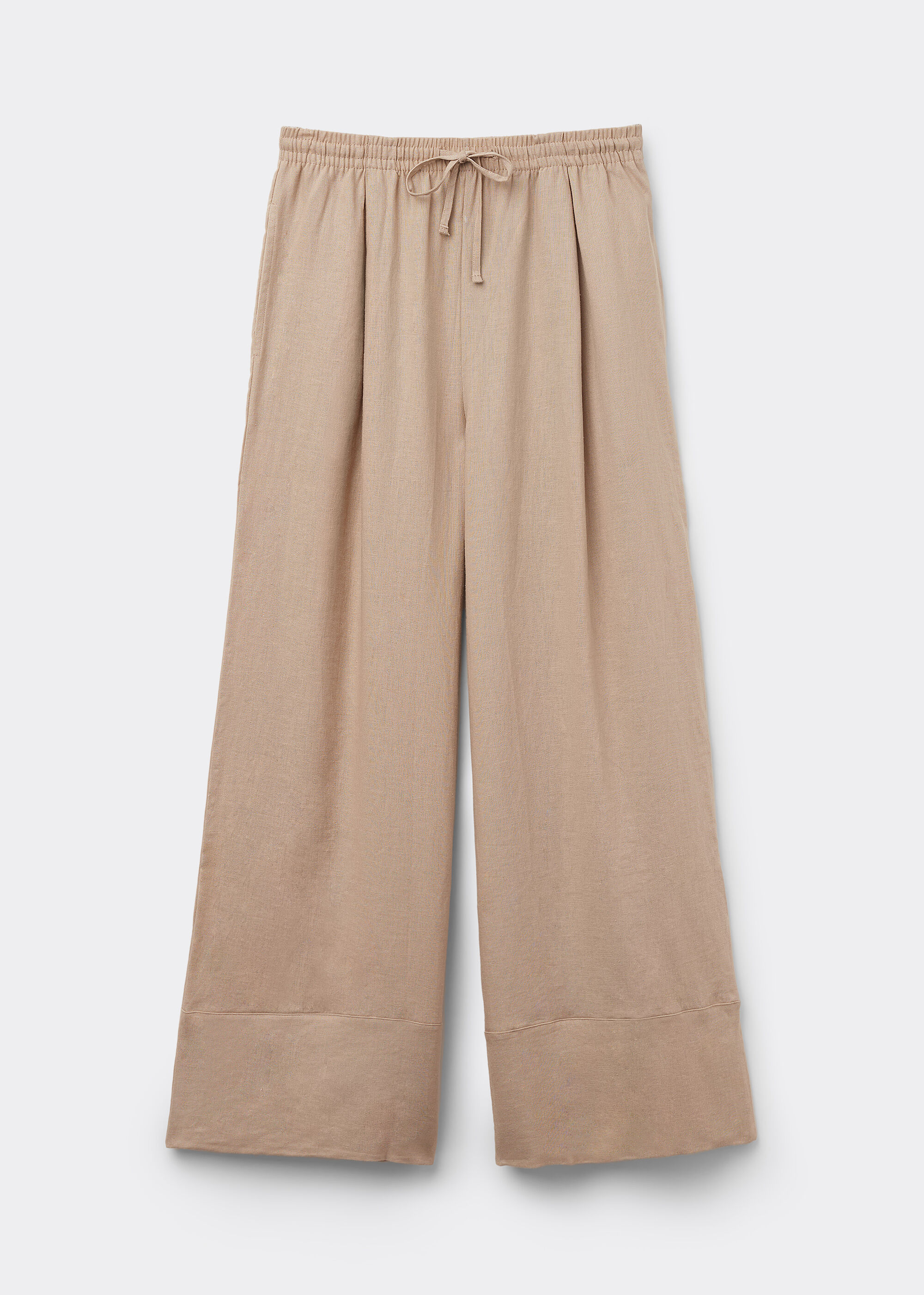 Linen and Viscose Palazzo Trousers