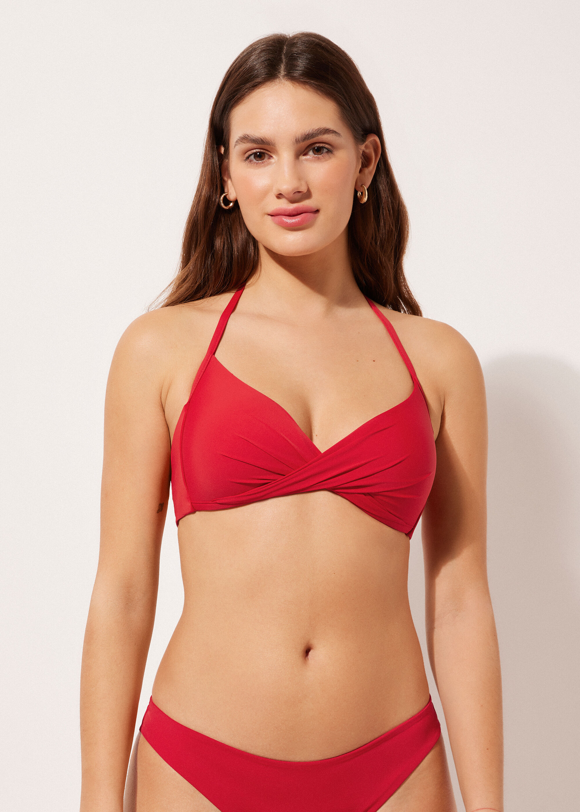 Graduated Padded Crossover Triangle Bikini Top Indonesia
