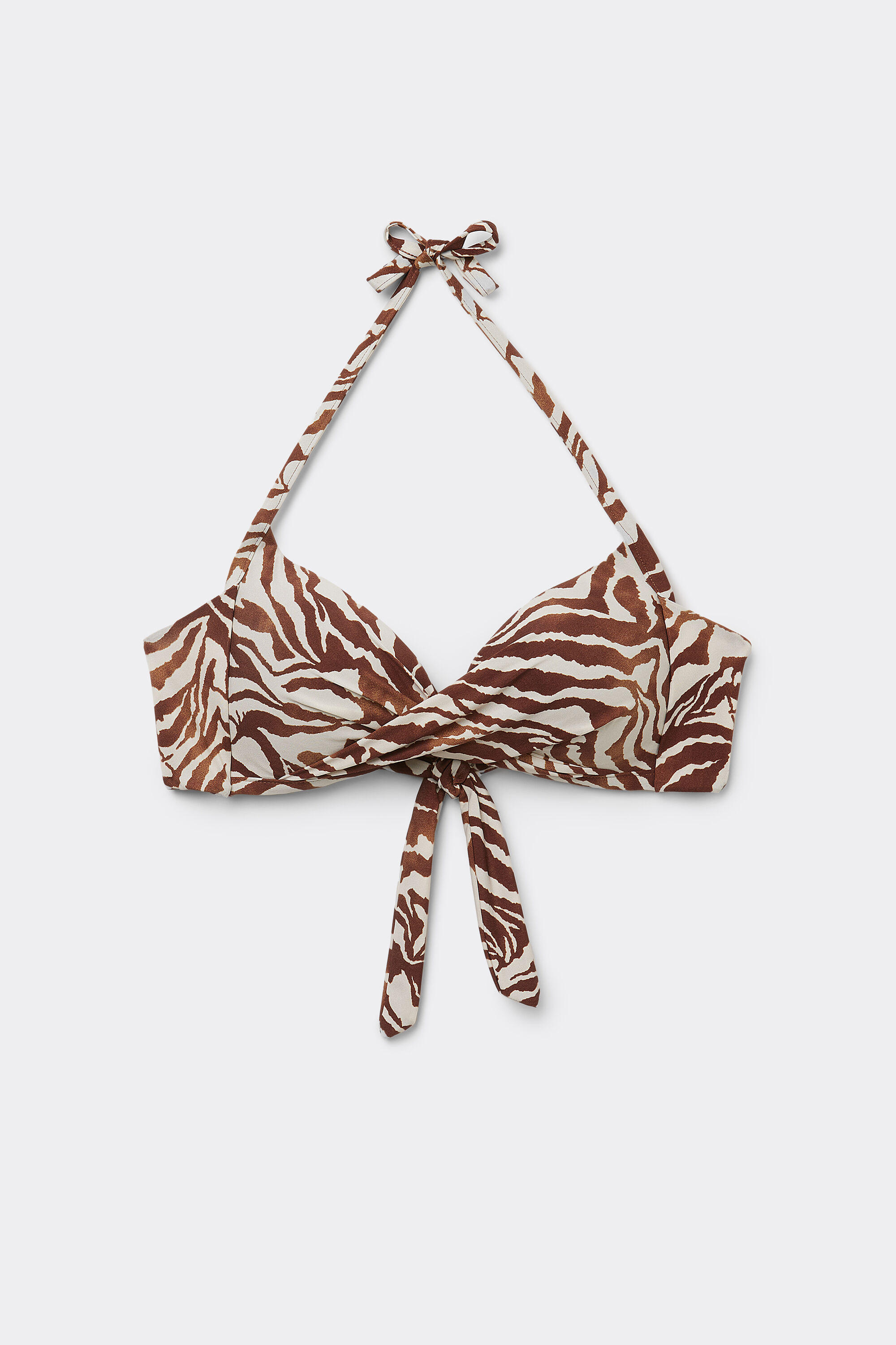 Triangel-Bikinioberteil mit Wattierung Brown Zebra
