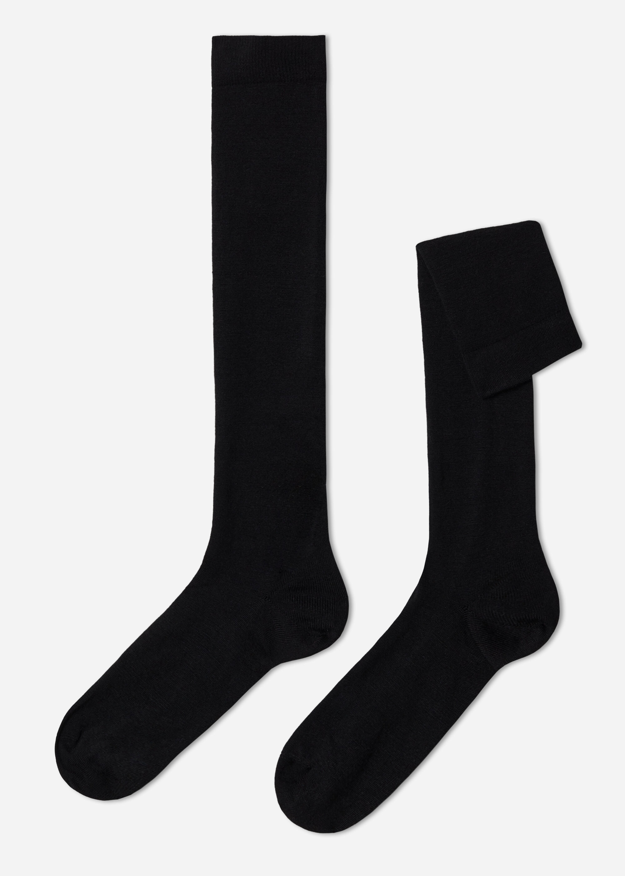 Lange Herrensocken mit Wolle und Baumwolle