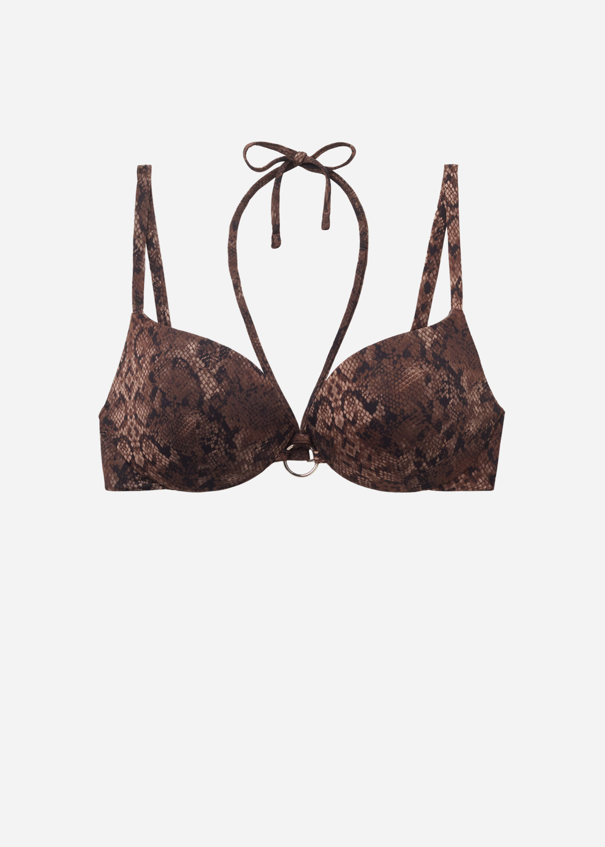 Padded Push-Up Bikini Top Brown Snake