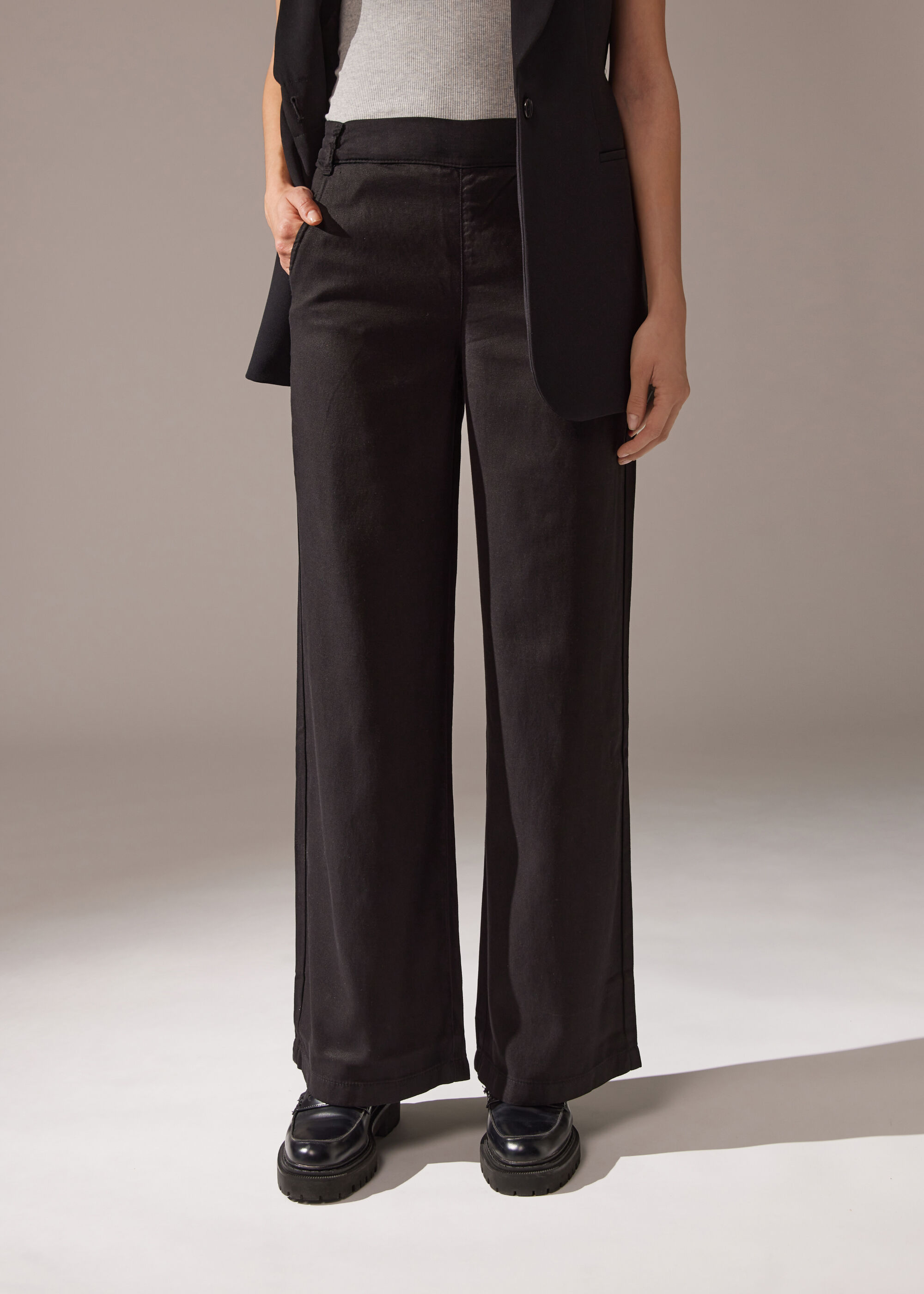 Linen Palazzo Leggings with Pockets