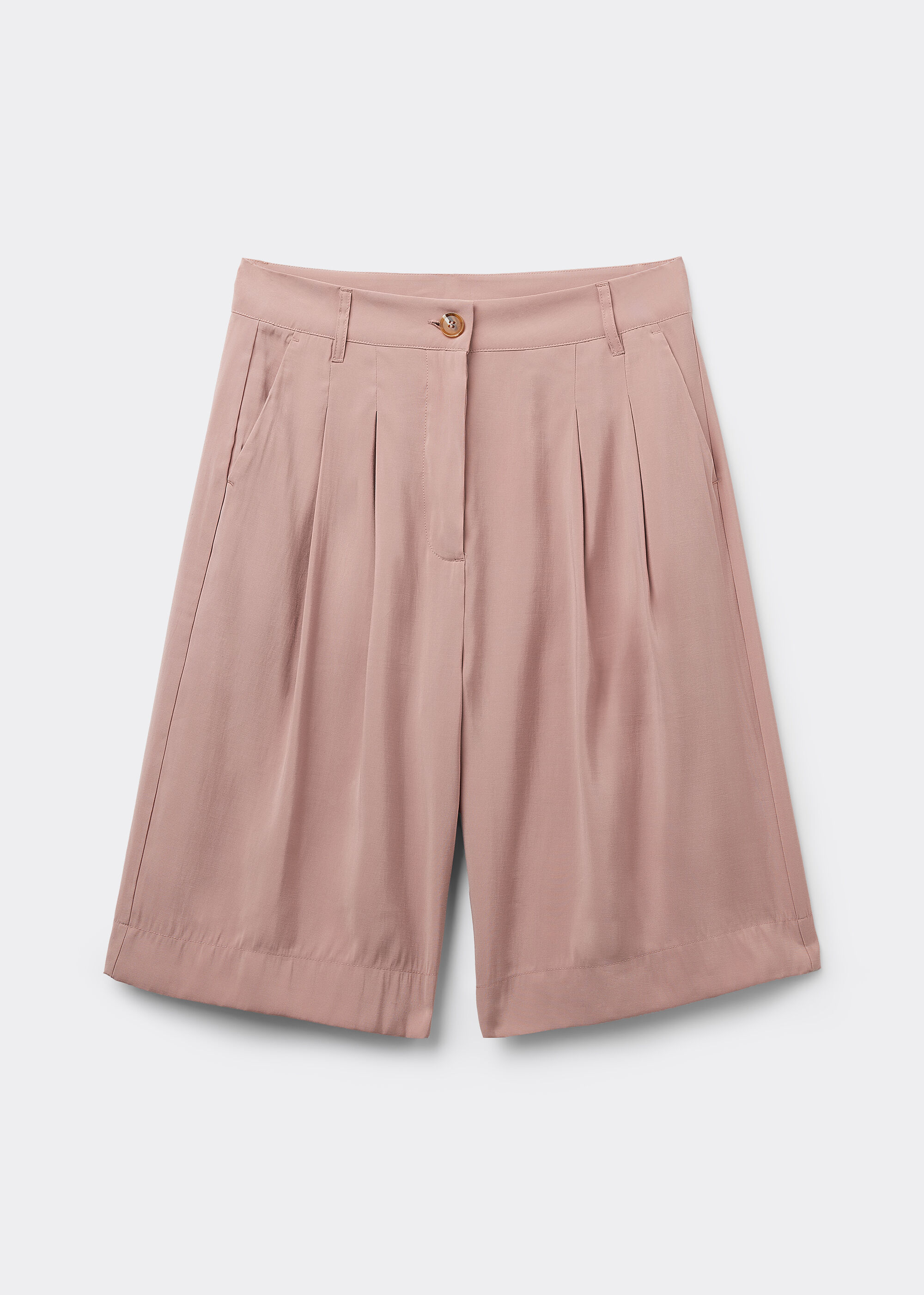 Pantaloni Bermuda Soft con Pieghe