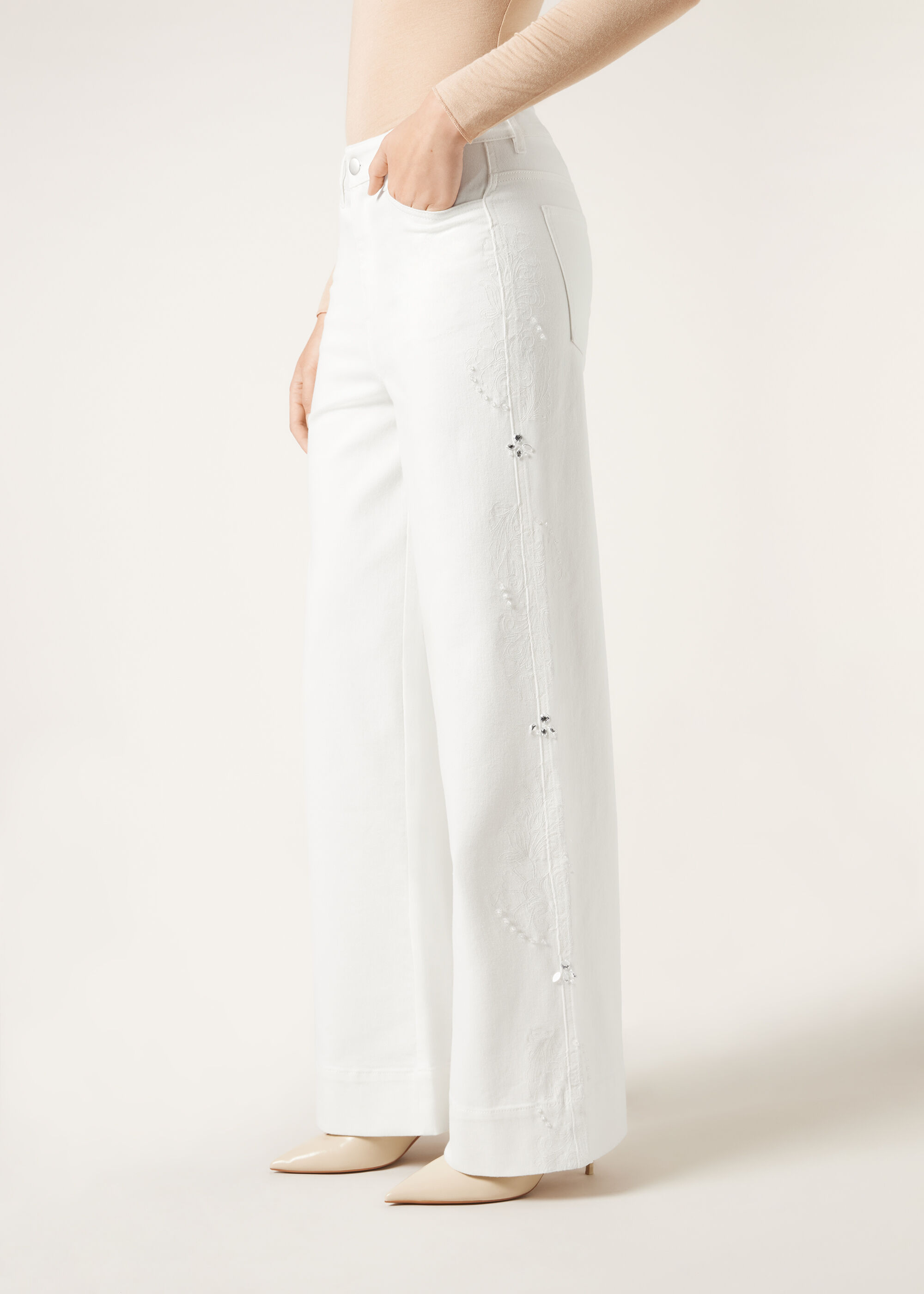 Palazzo Jeans with Embellishments