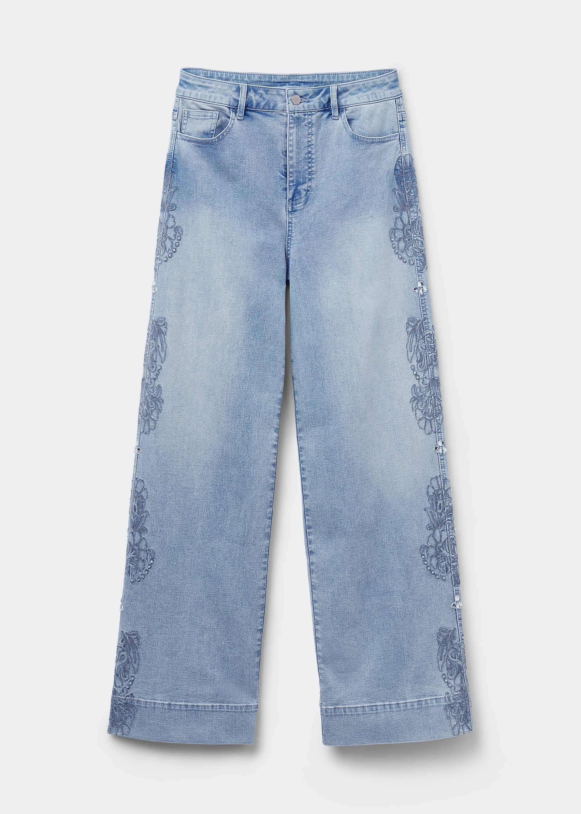 Jeans Palazzo con Applicazioni