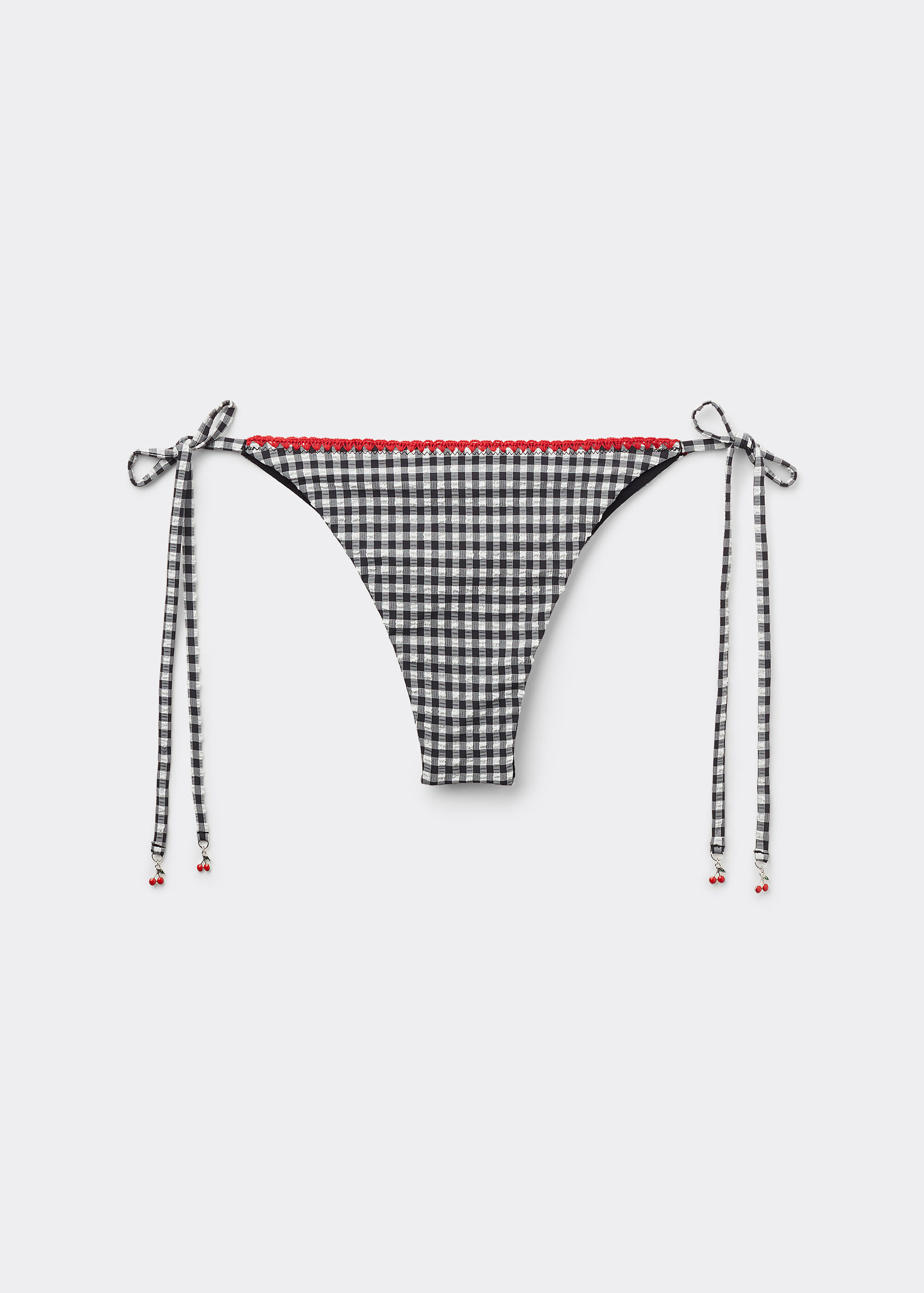 Tie Brazilian Bikini Bottoms Cherry Vichy