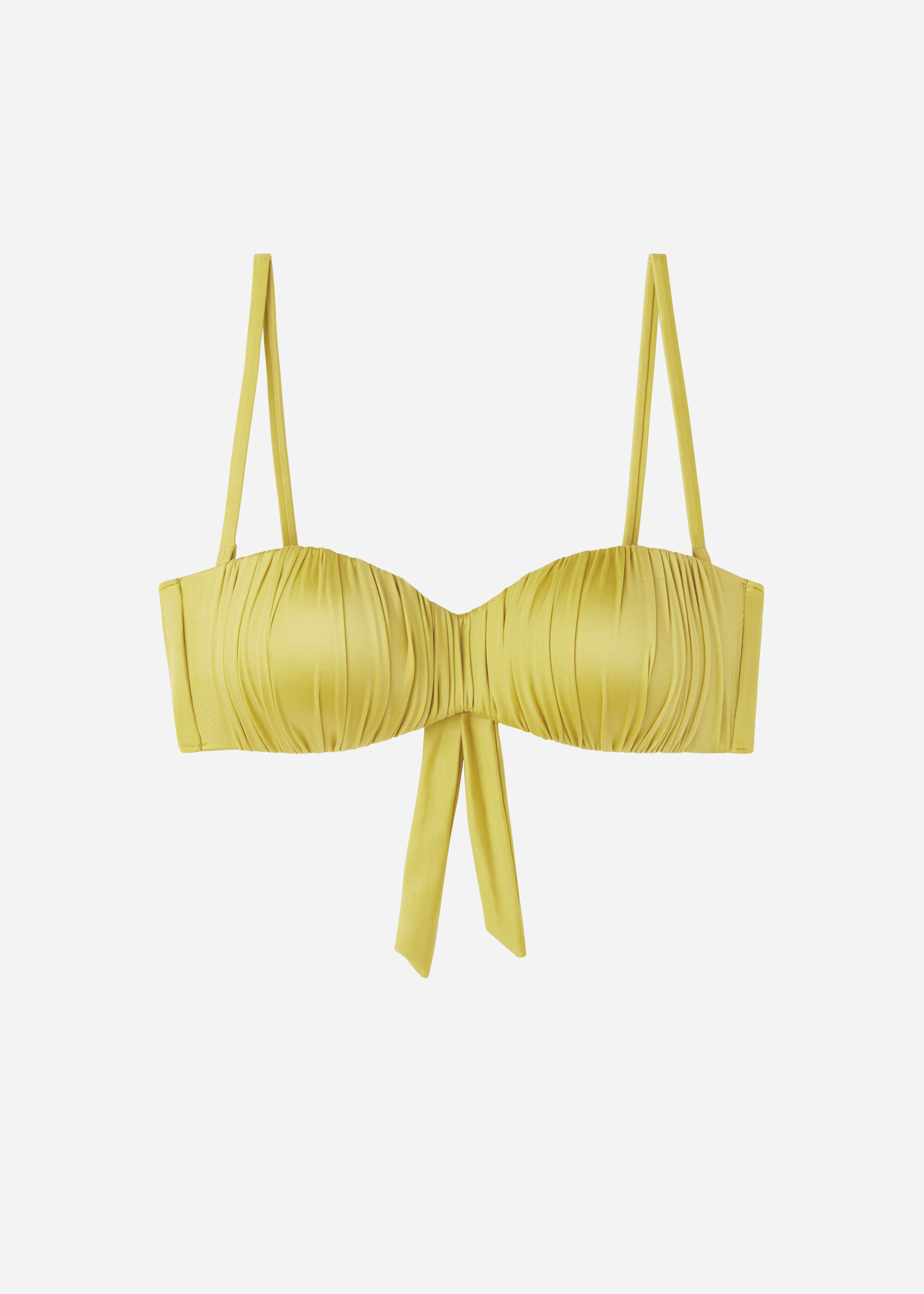 Graduated Padded Bandeau Swimsuit Top Shiny Satin
