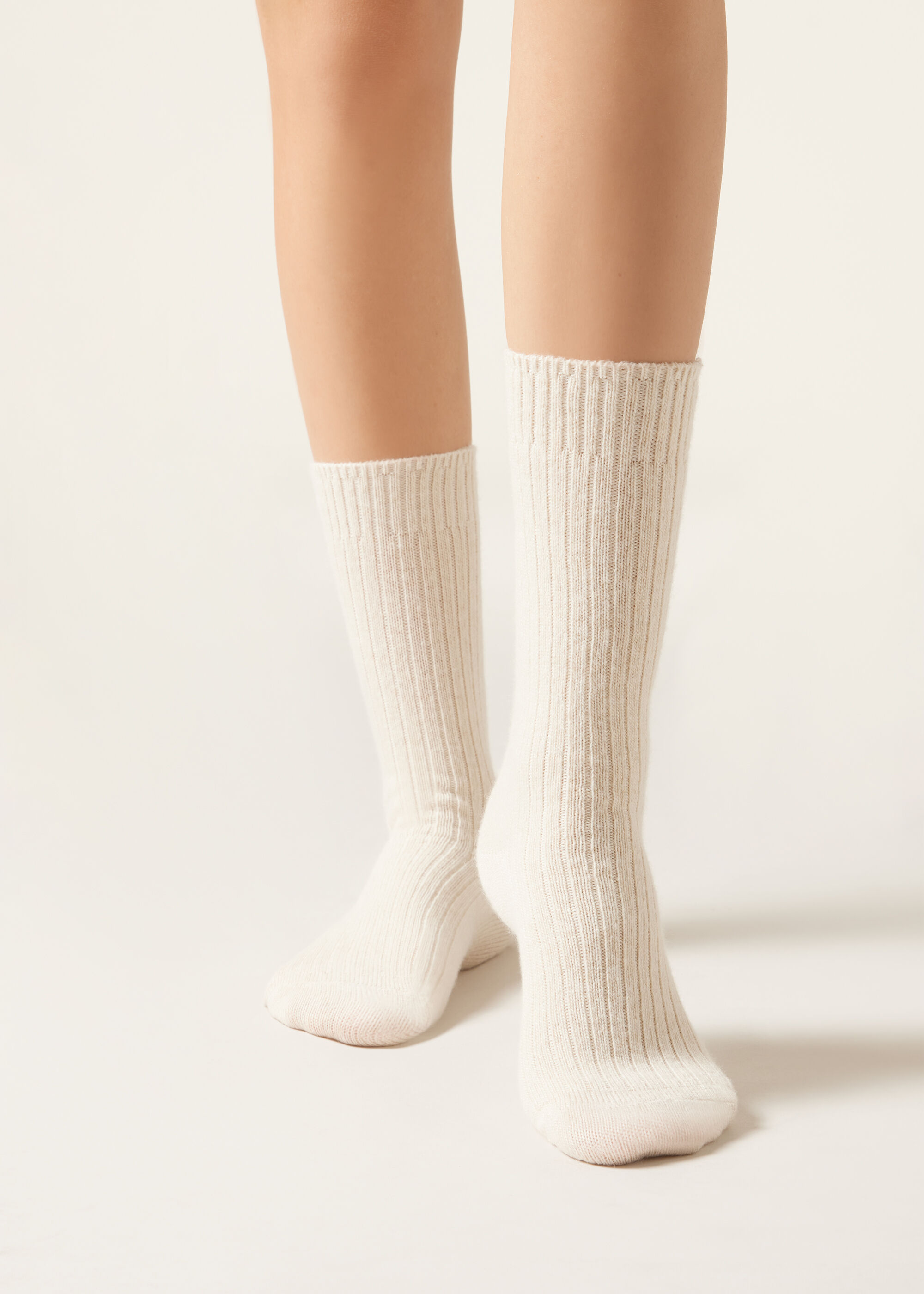 Calcetines Cortos Acanalados con Lana y cashmere