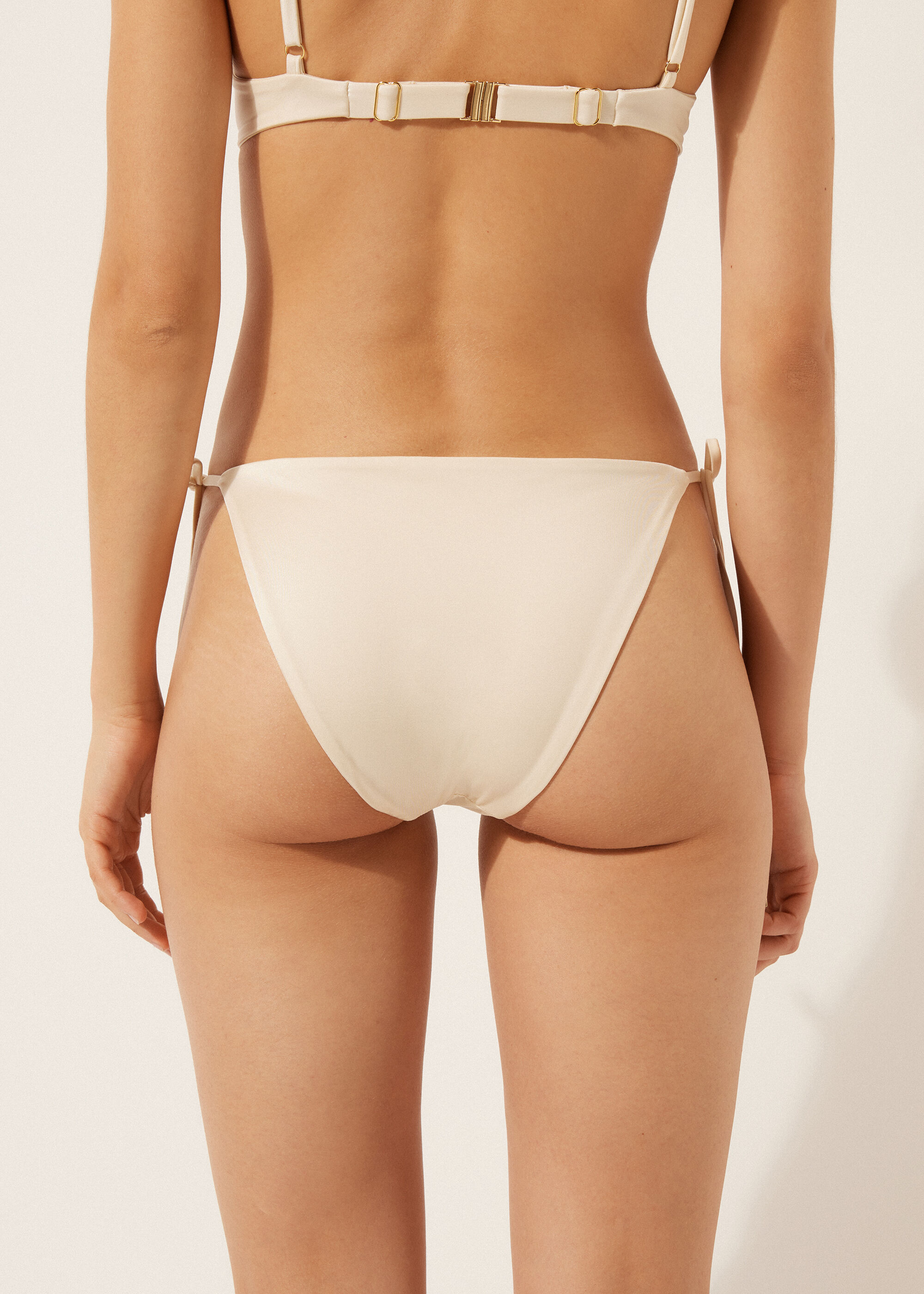 Tie Bikini Bottoms Shiny Satin
