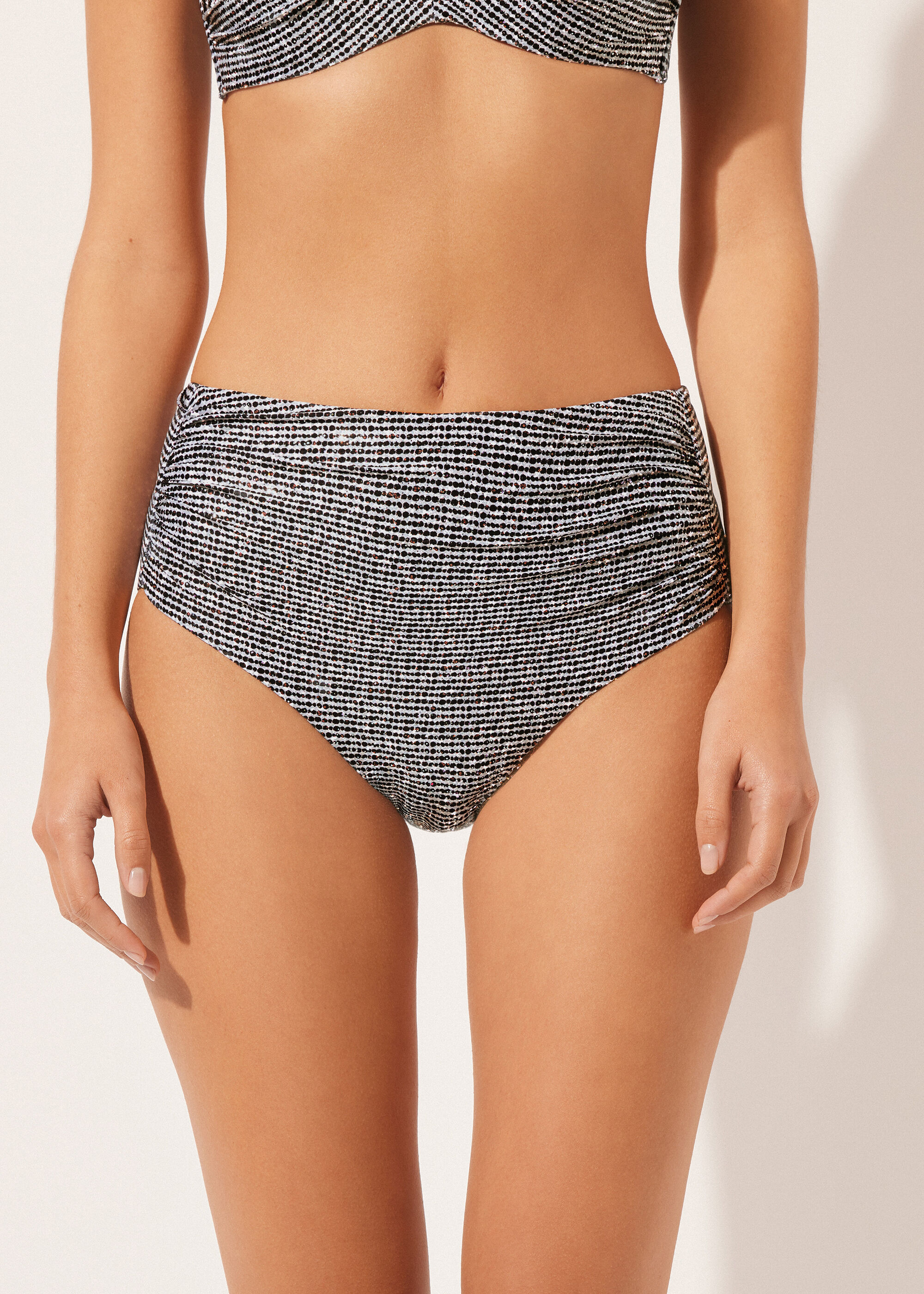 Σλιπ Μαγιό High Waist Shaping Black Dots