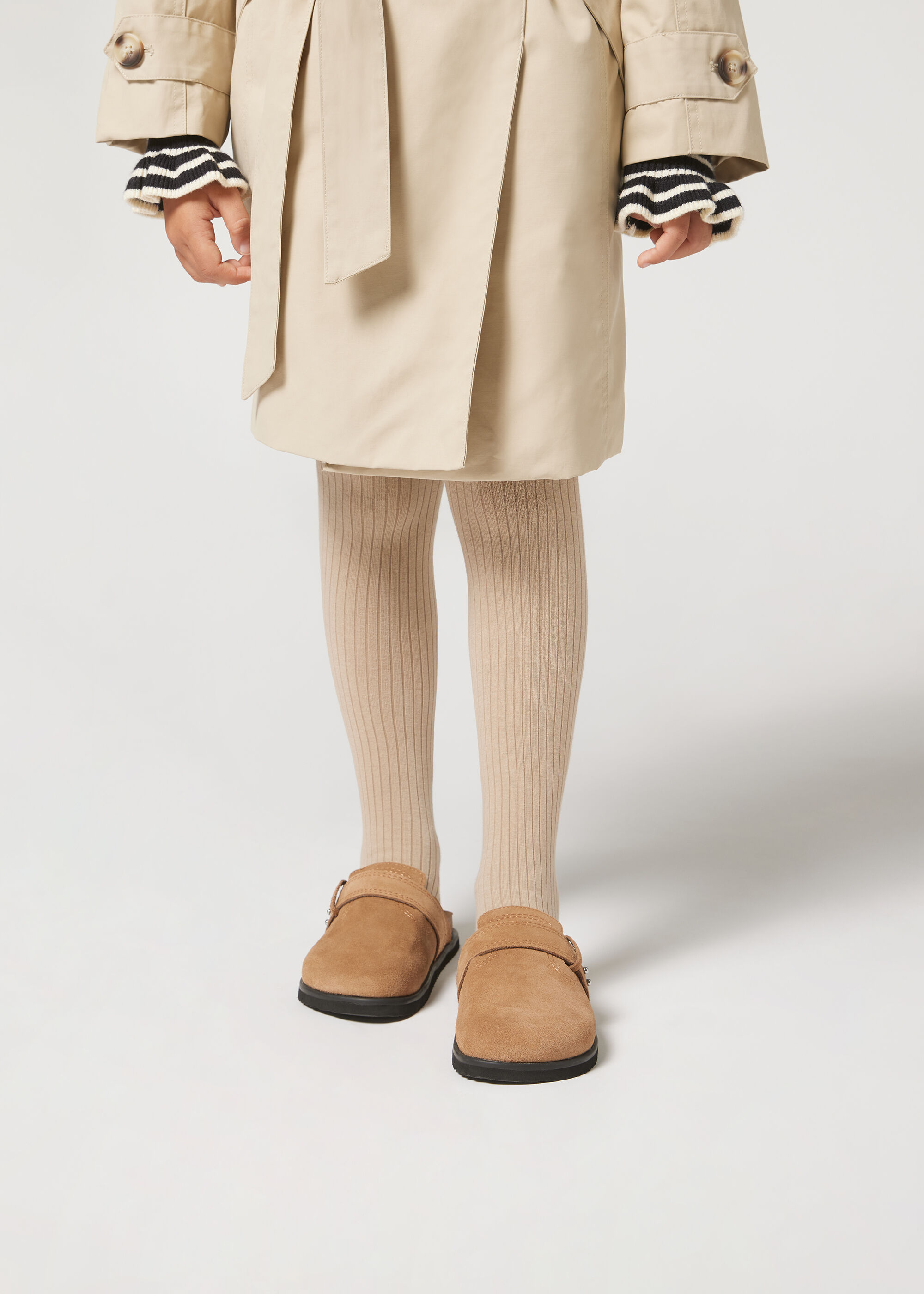 Collant en Coton Côtelé pour Fille