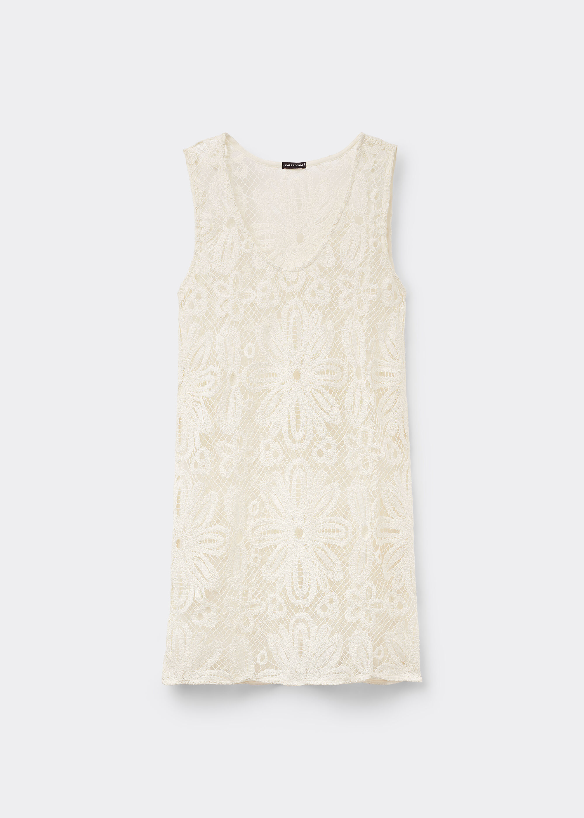 Robe courte en crochet motif fleurs