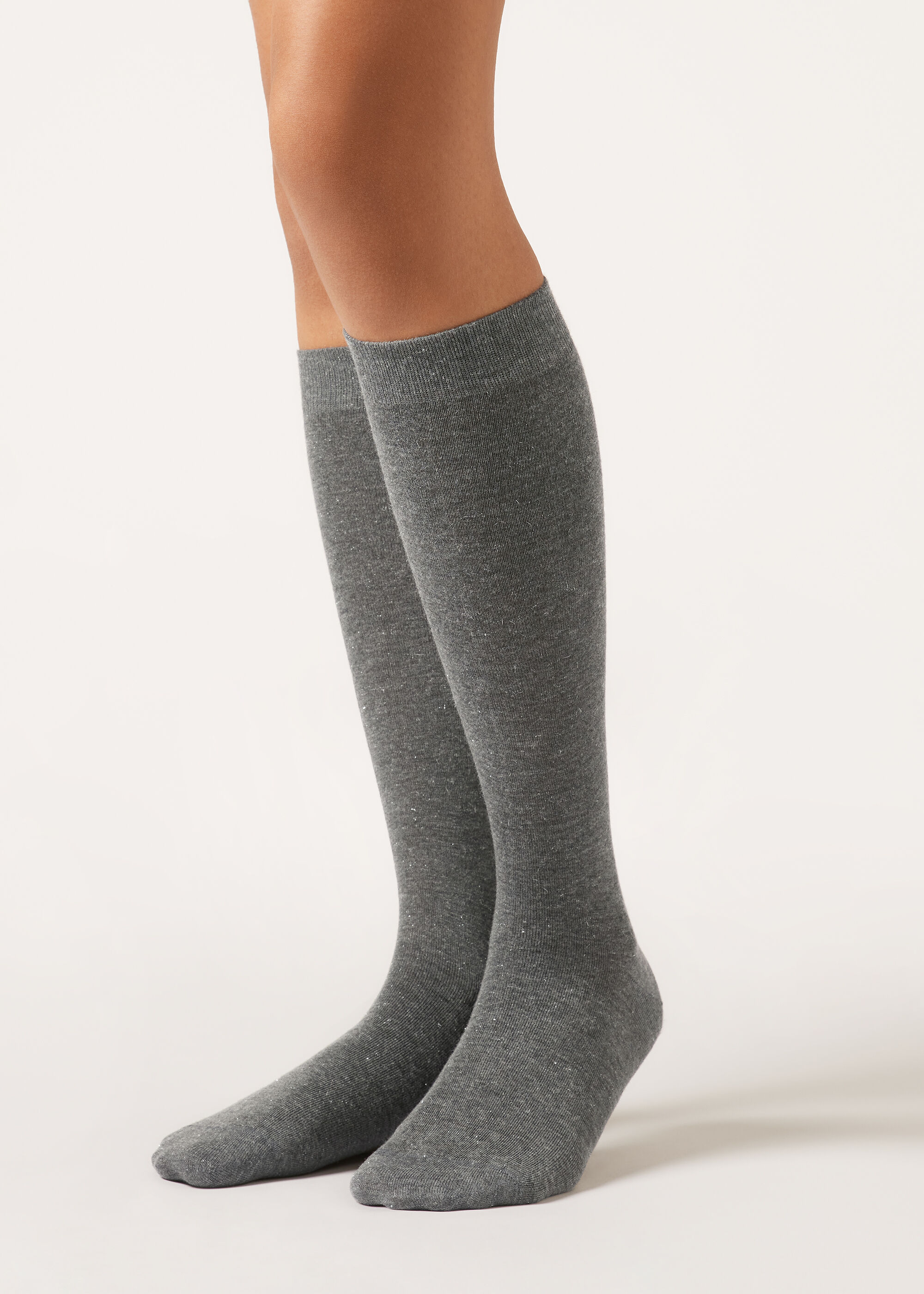 Chaussettes hautes en cachemire et avec paillettes