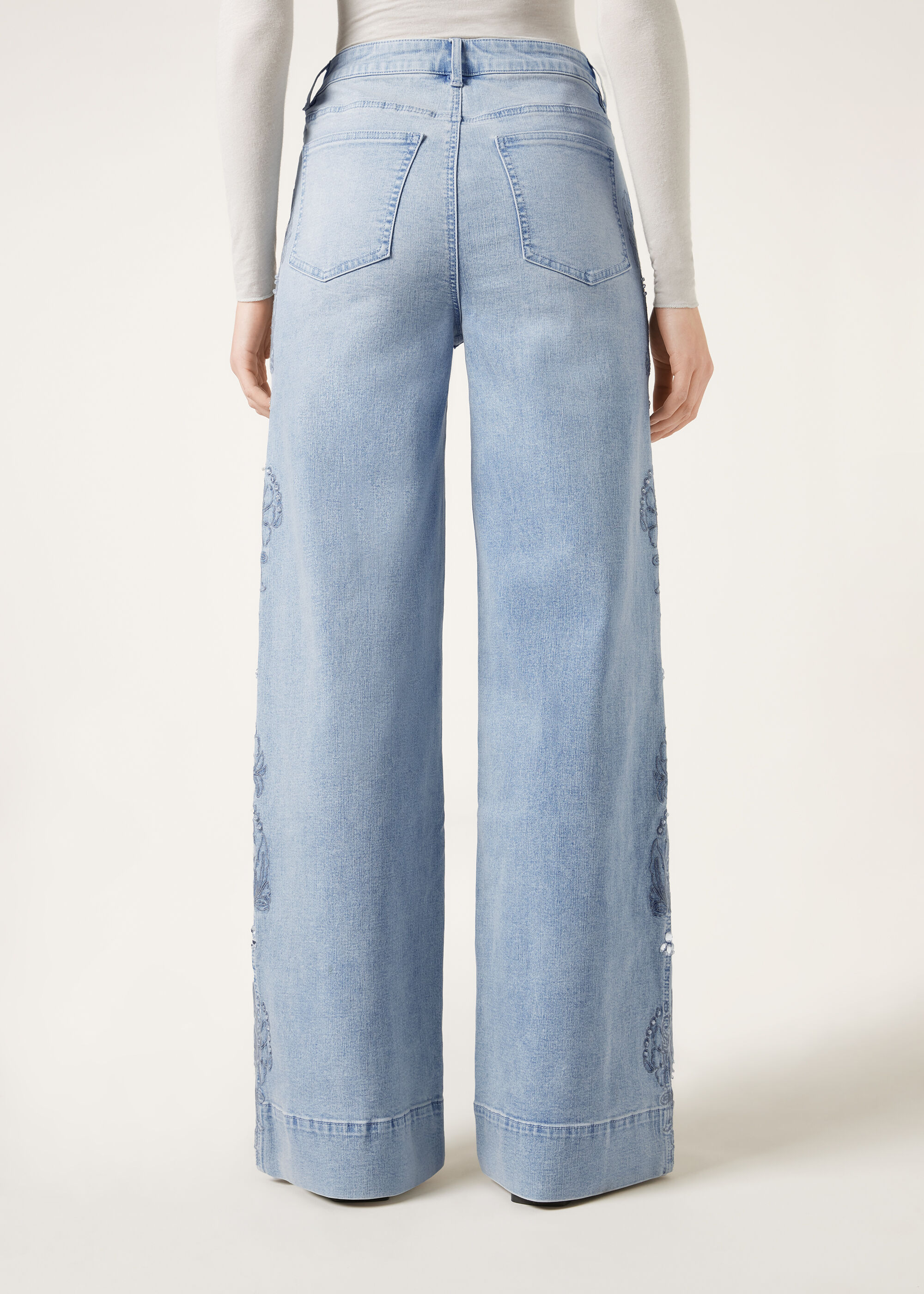 Jeans Palazzo con Applicazioni