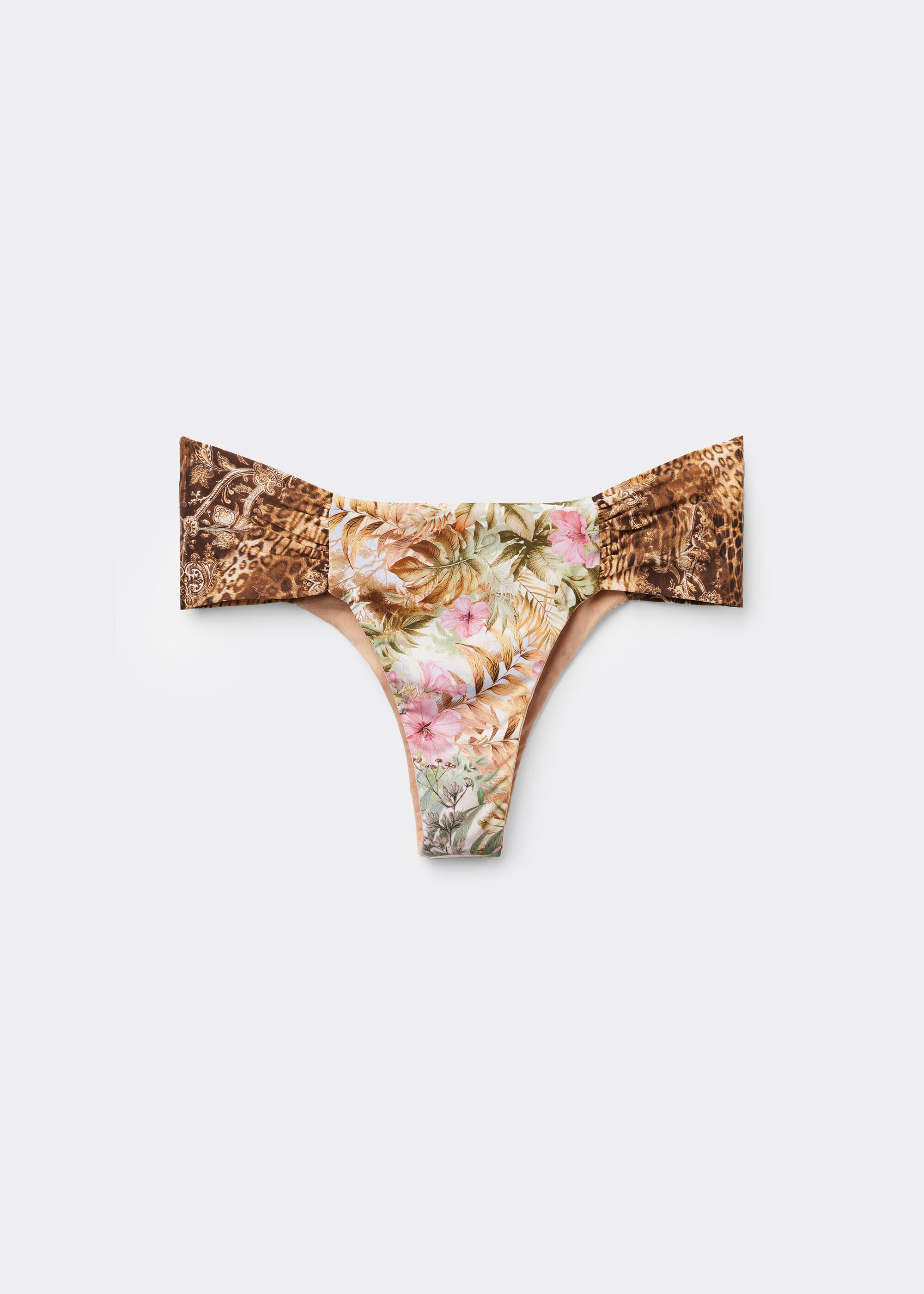 Panty de bikini brasileña con drapeado Wild Tropics