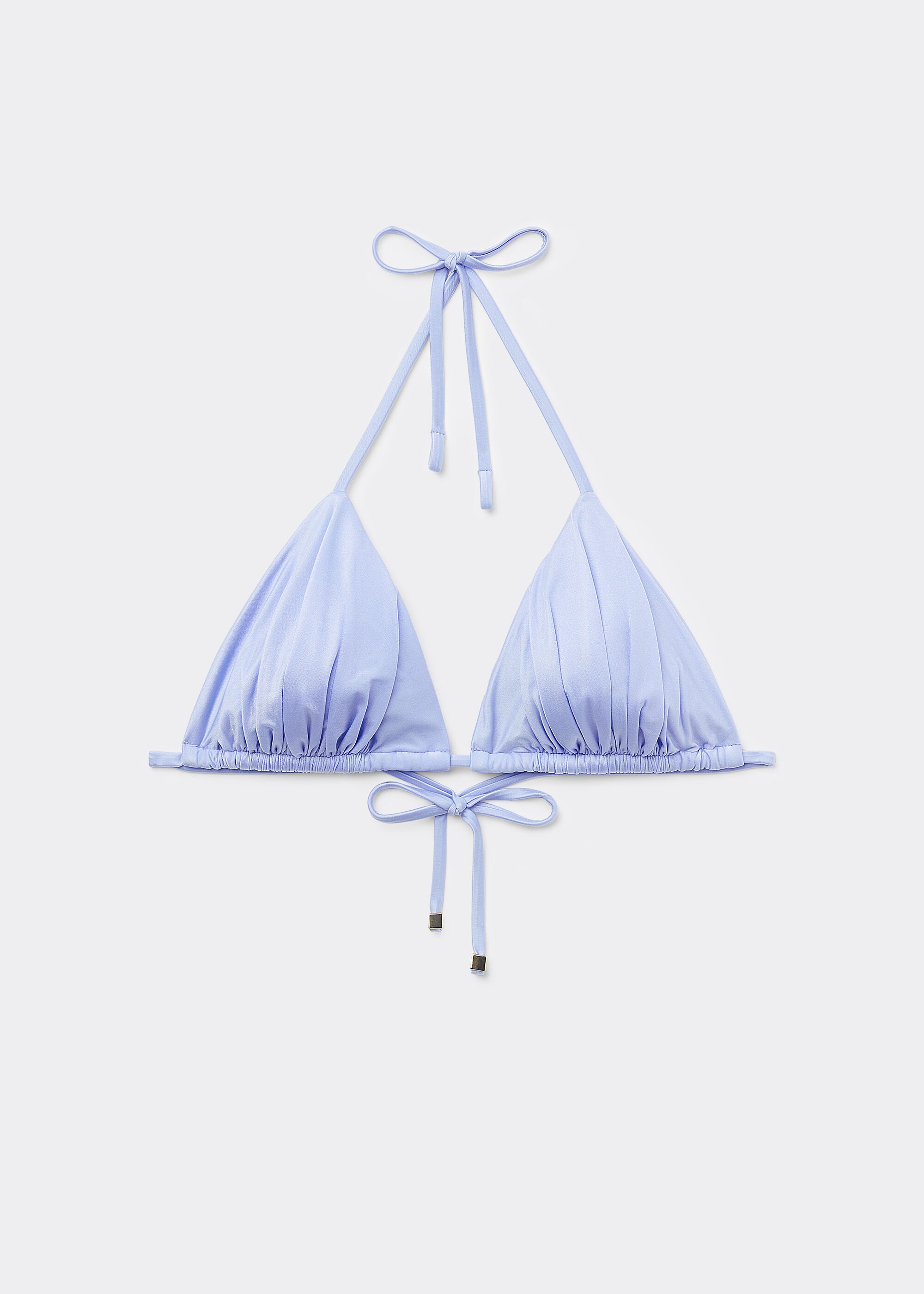 Removable Padding Triangle Bikini Top Shiny Satin