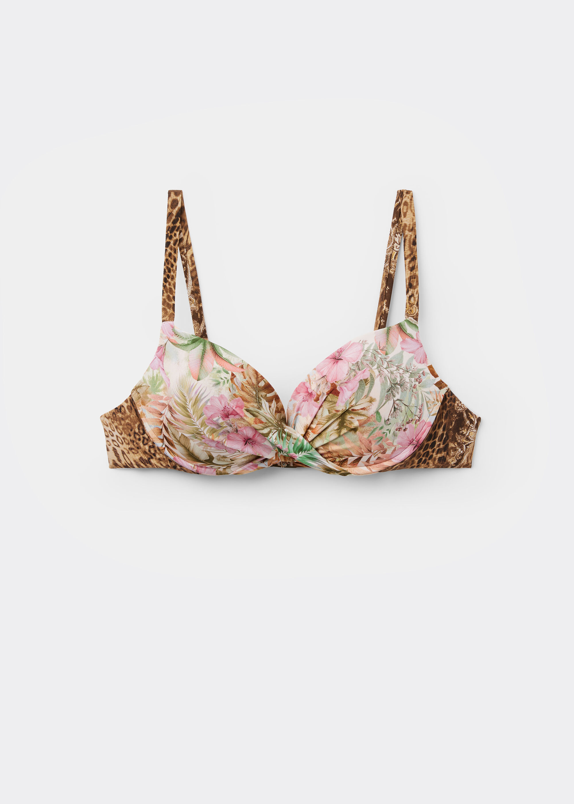 Ekstra Dolgulu Push Up Bikini Üstü Wild Tropics