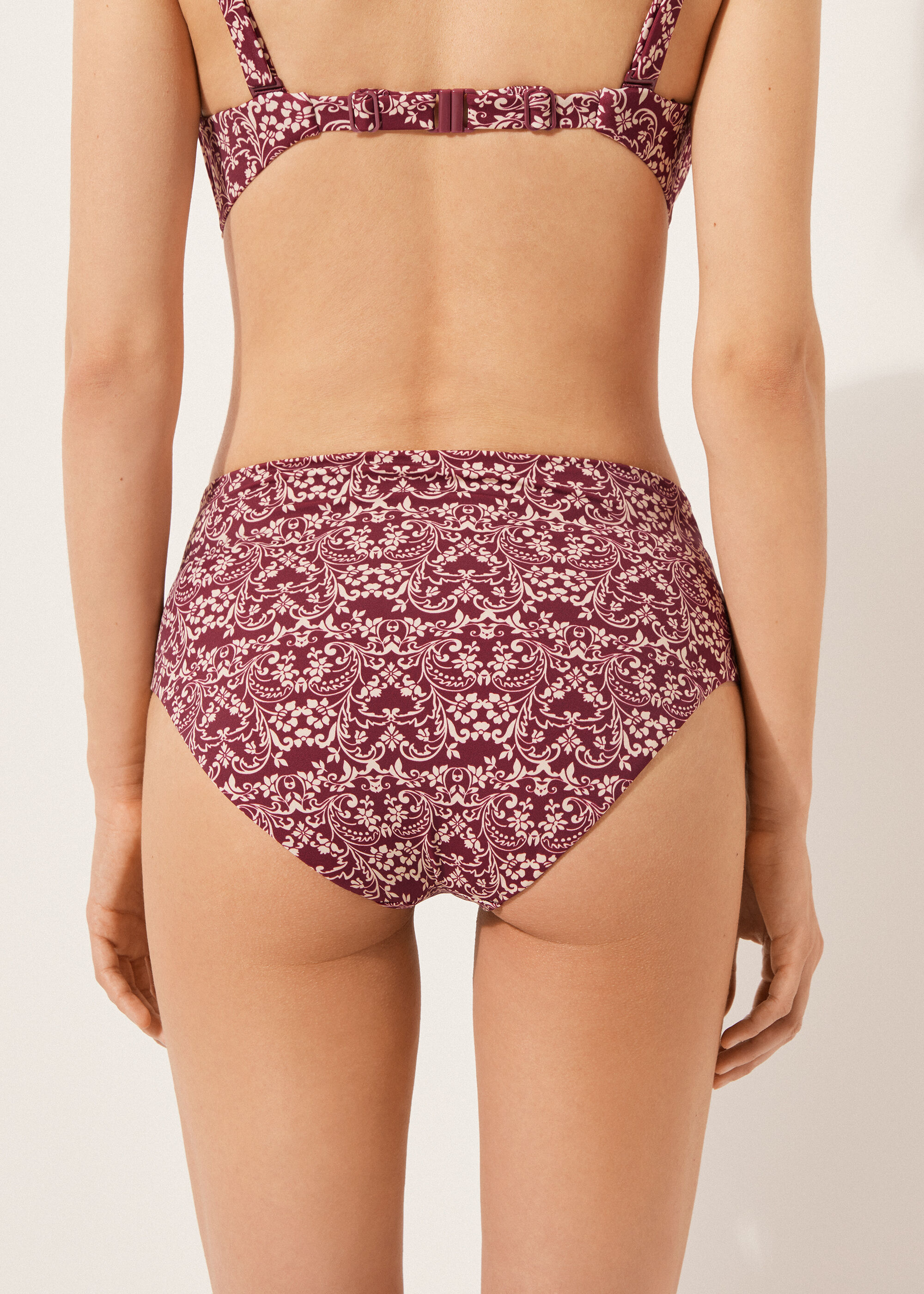 Yüksek Bel Toparlayıcı Slip Bikini Botanic Bordeaux
