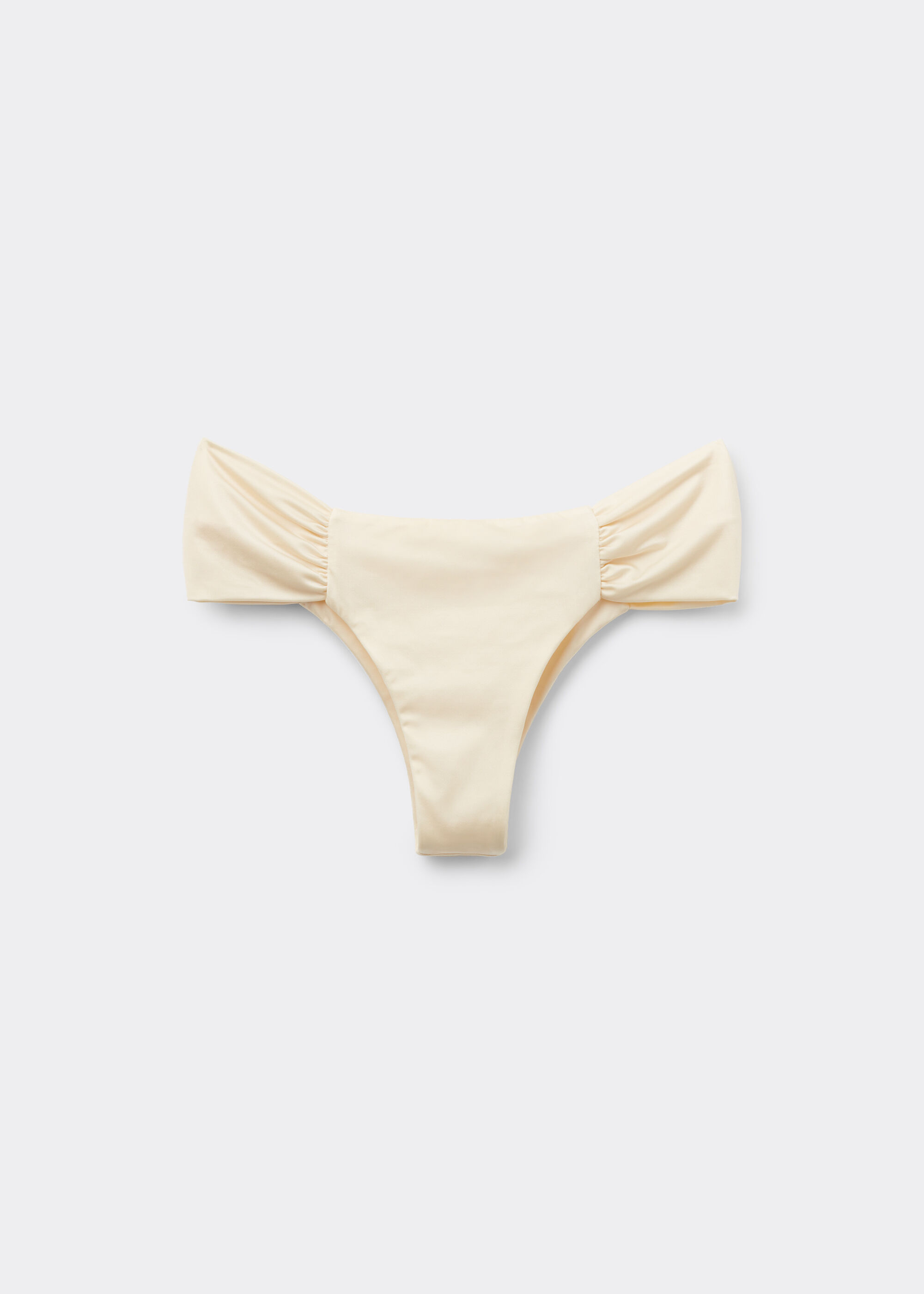 Ruched Brazilian Bikini Bottoms Shiny Satin